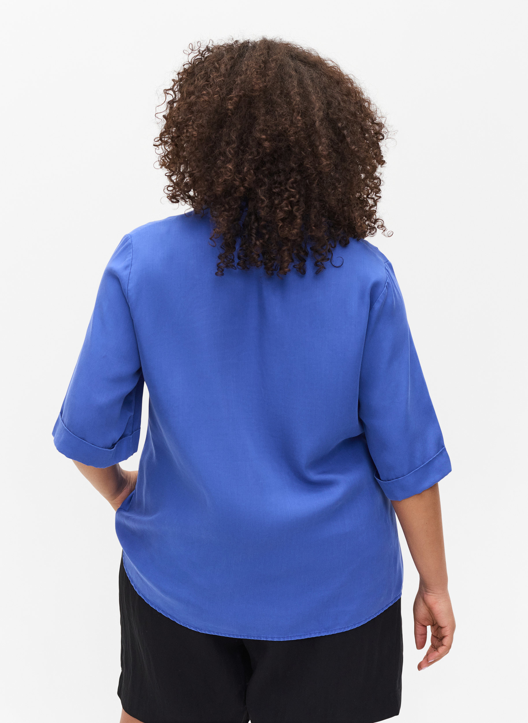 Kortærmet skjorte med brystlommer, Dazzling Blue, Model image number 1