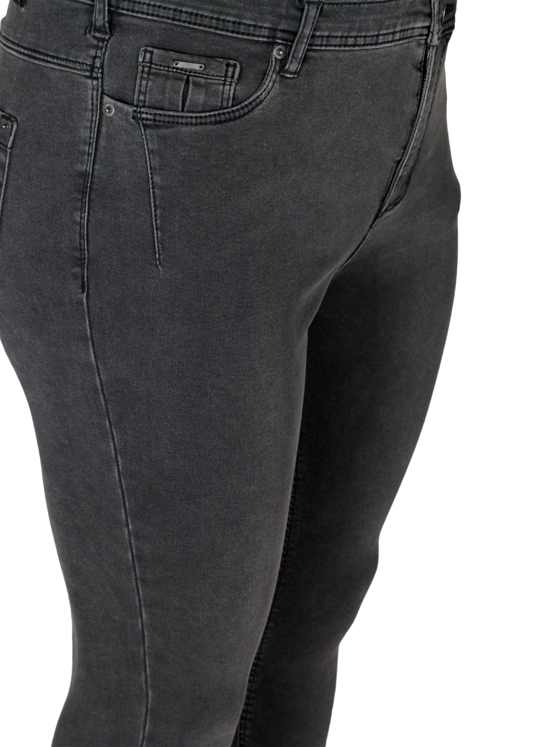 Cropped Amy jeans med lynlås, Grey Denim, Packshot image number 2