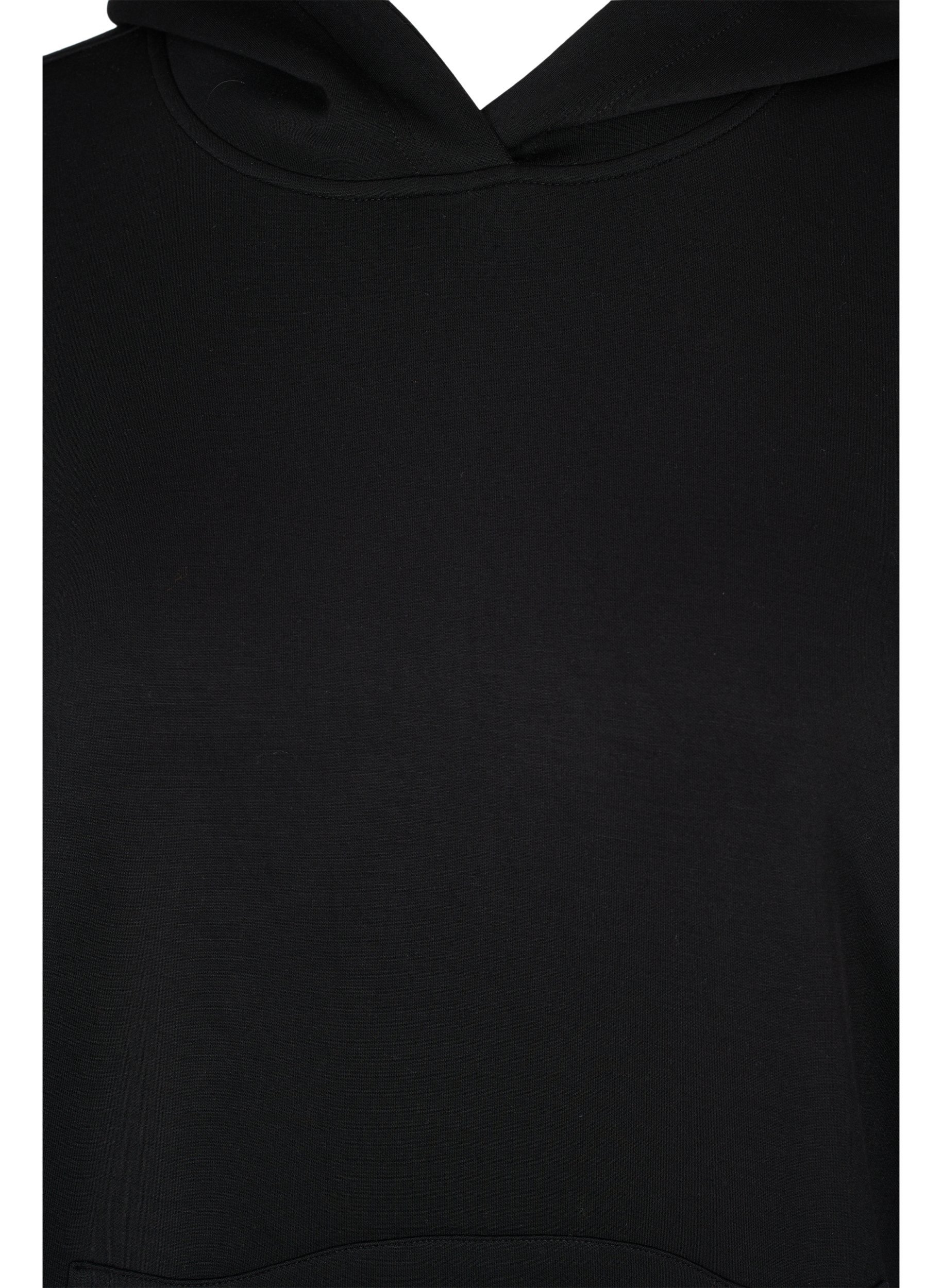 Sweatshirt med hætte og 3/4 ærmer, Black, Packshot image number 2