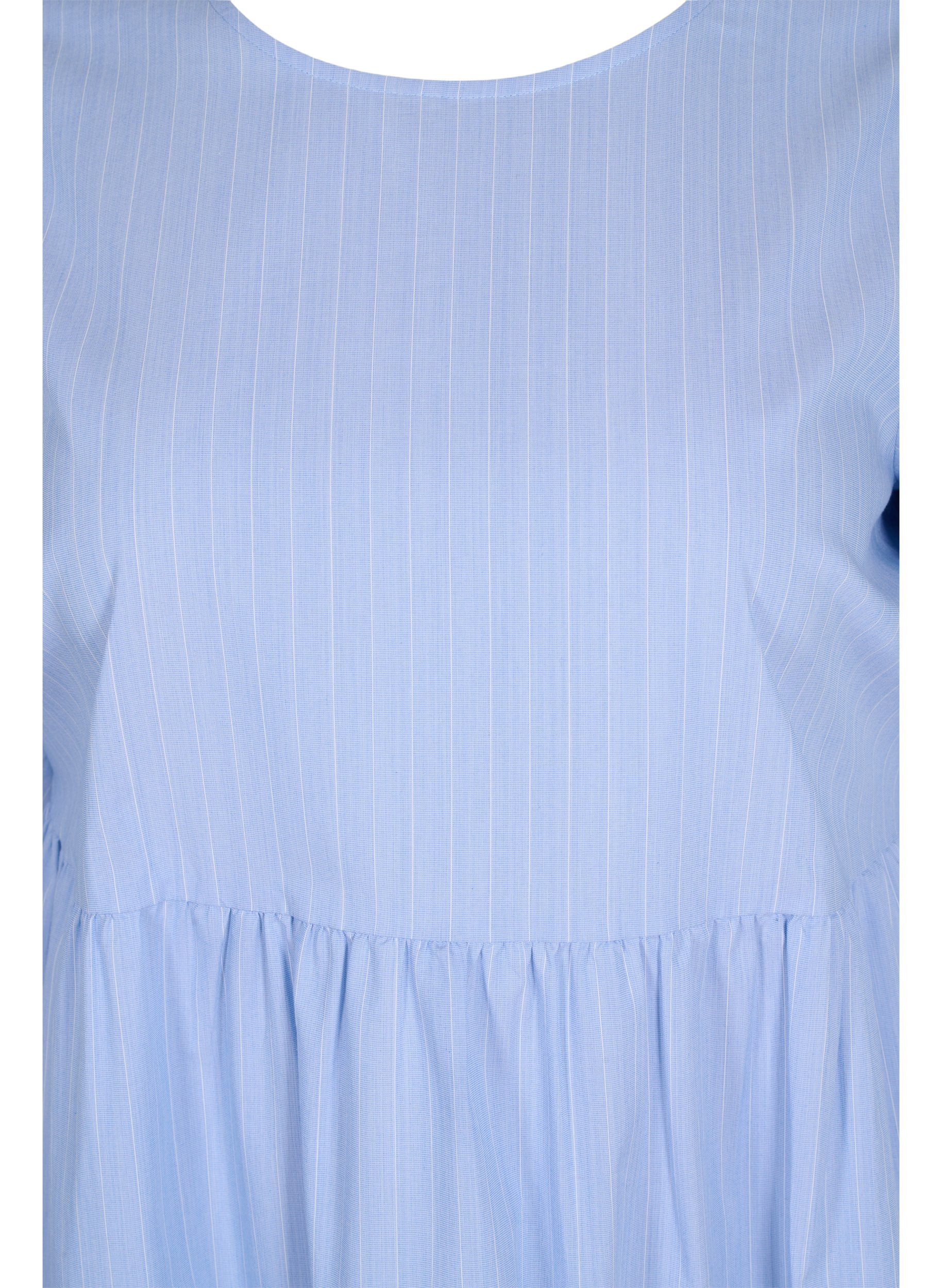Stribet kjole med korte pufærmer, Blue As Sample, Packshot image number 2