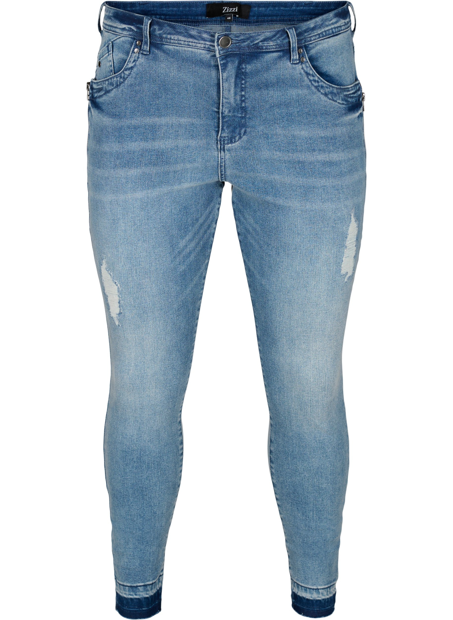 Super slim Amy jeans med slid, Blue denim