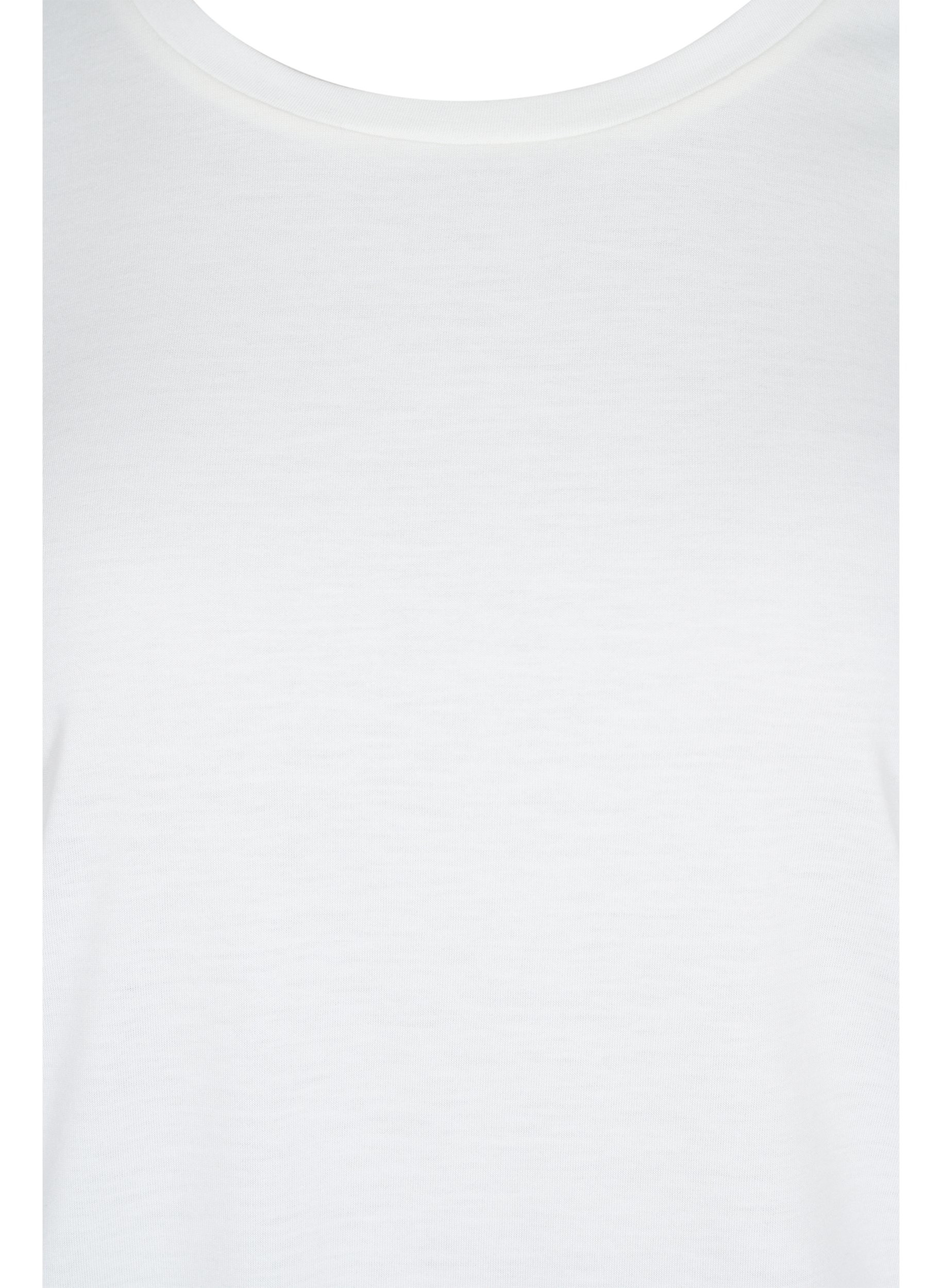 Ensfarvet bluse med 3/4 ærmer, White Mel, Packshot image number 2