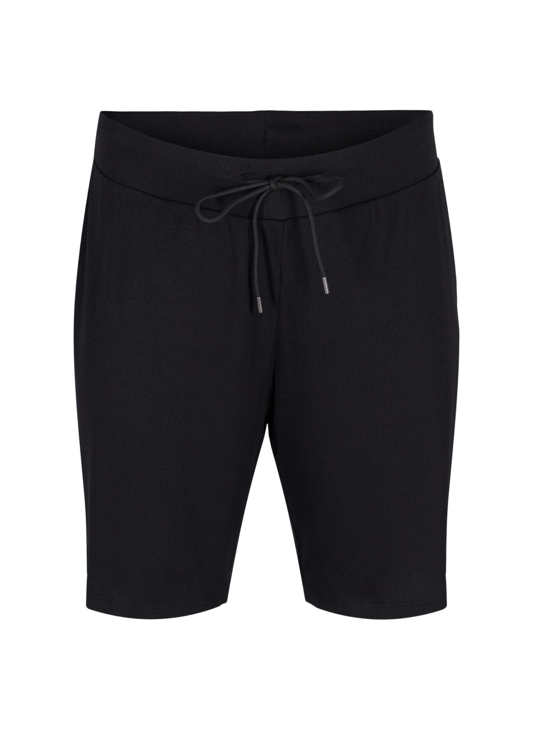 Løse shorts med ribstruktur, Black
