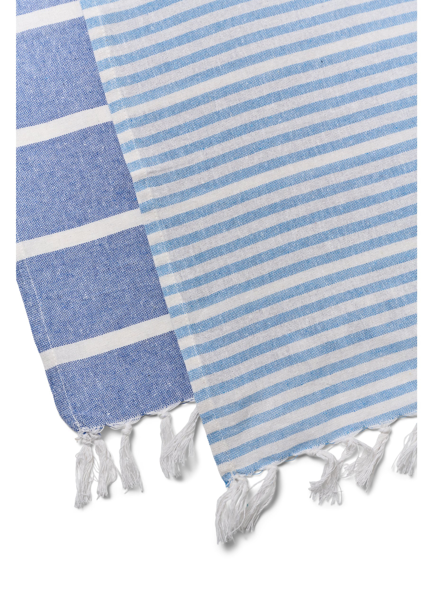 2-pak stribet håndklæde med frynser, 2-Pack Blue, Packshot image number 2