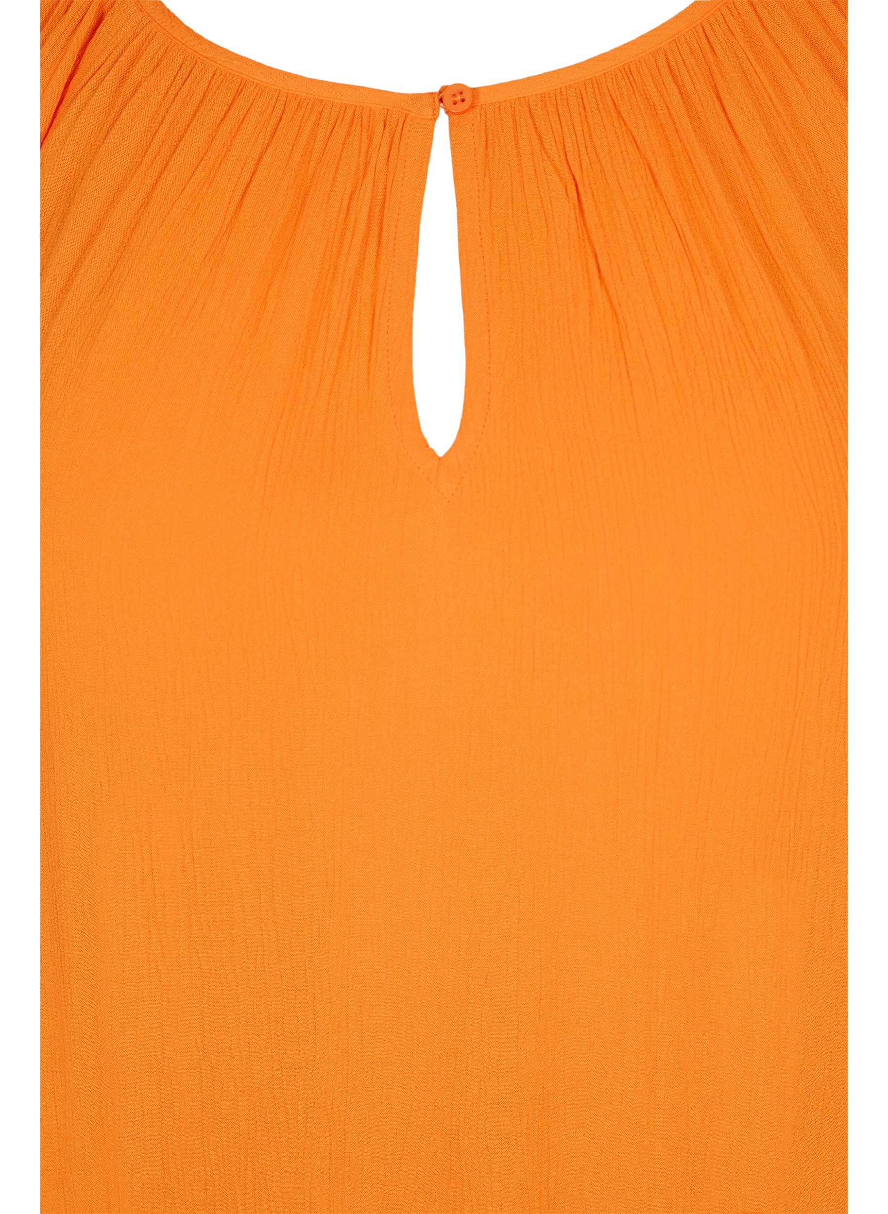 Viskose tunika med 3/4 ærmer, Orange Peel, Packshot image number 2