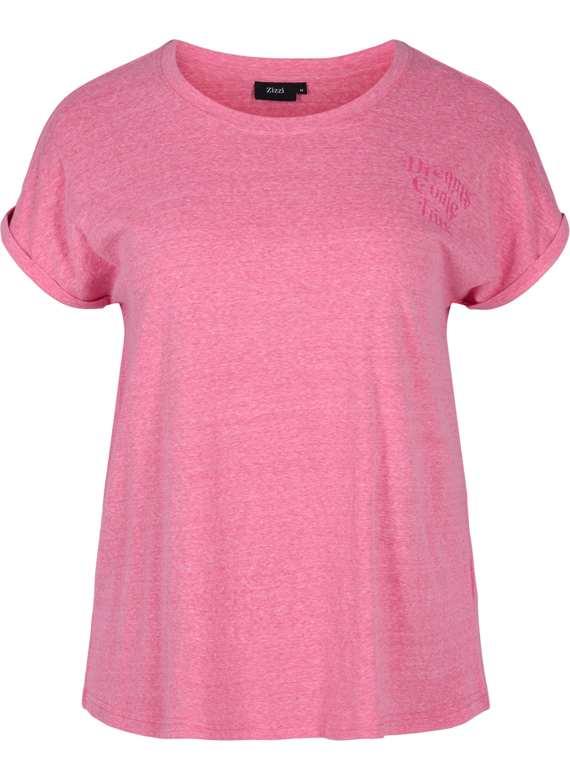 Meleret t-shirt i bomuld, Fandango Pink Mel