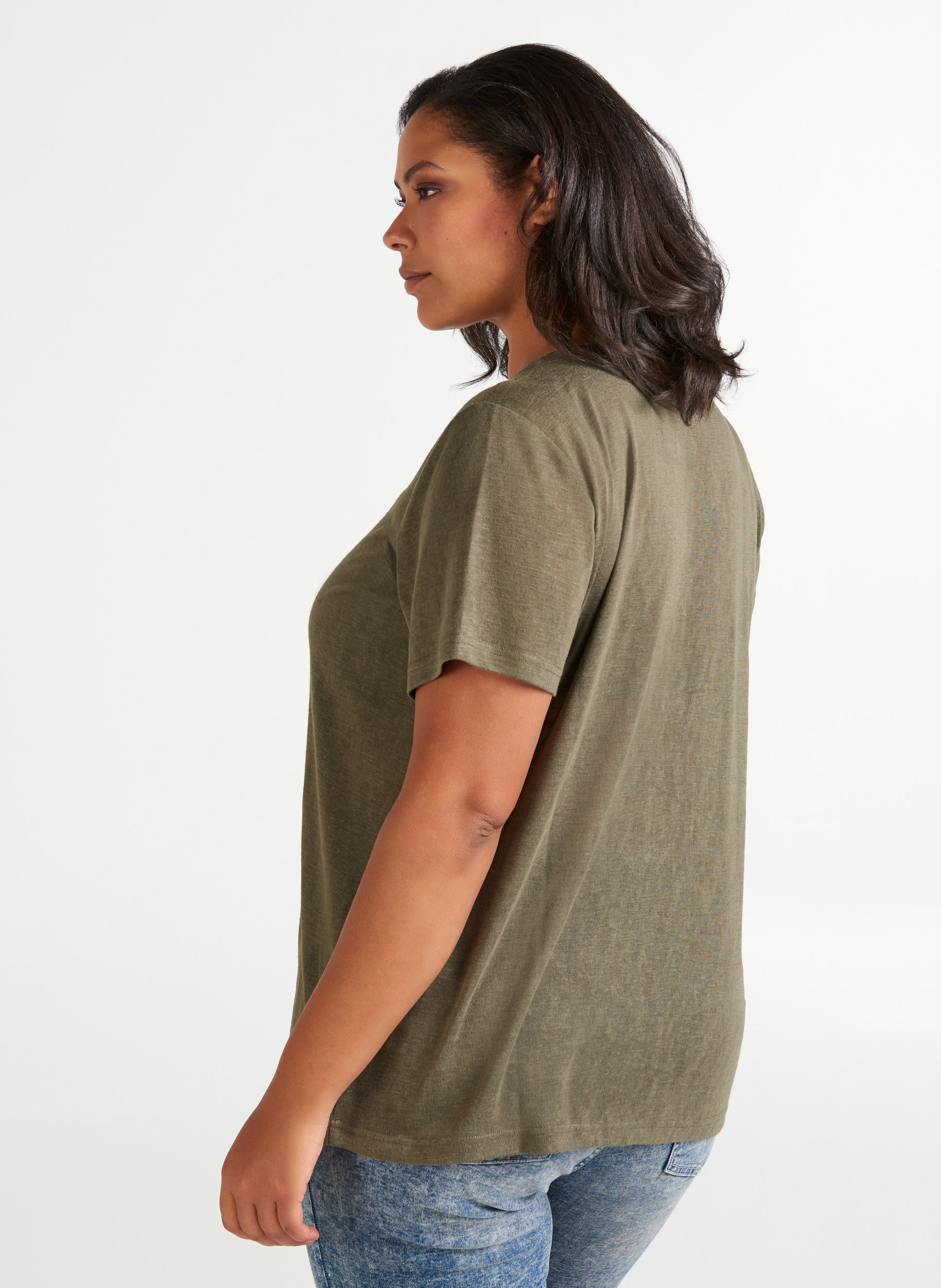 Kortærmet t-shirt med knapper , Ivy green, Model image number 1