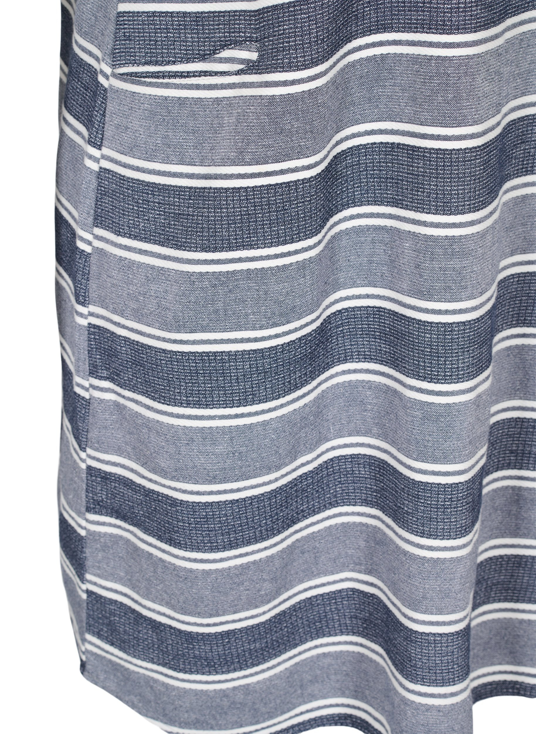 Stribet kjole med korte ærmer, Blue Stripe, Packshot image number 3