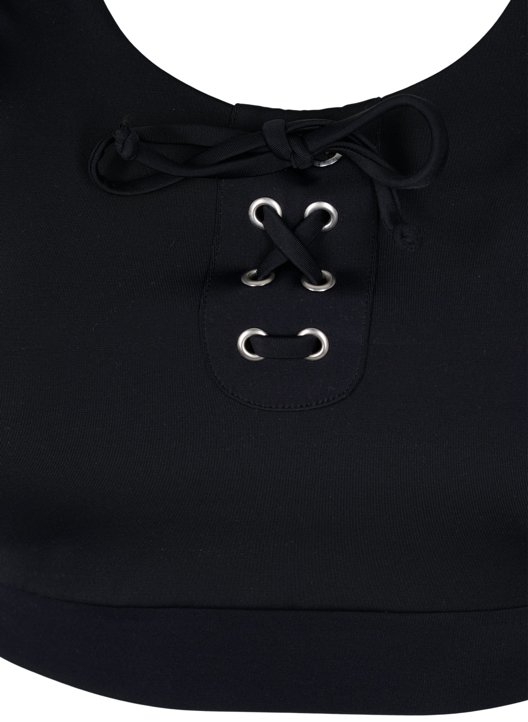 Bikini top med snøredetalje, Black, Packshot image number 2