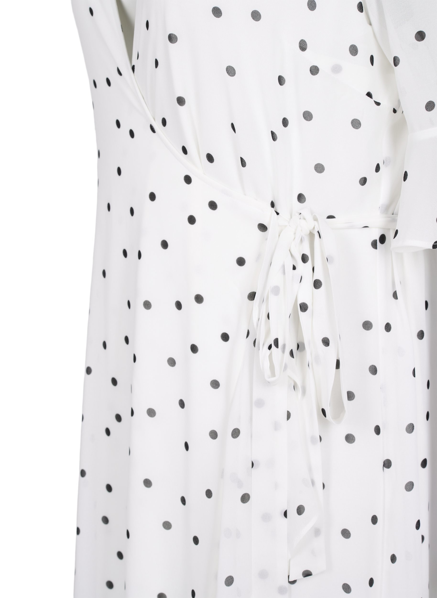 Prikket midikjole med wrap, Bright White w. Dots, Packshot image number 3