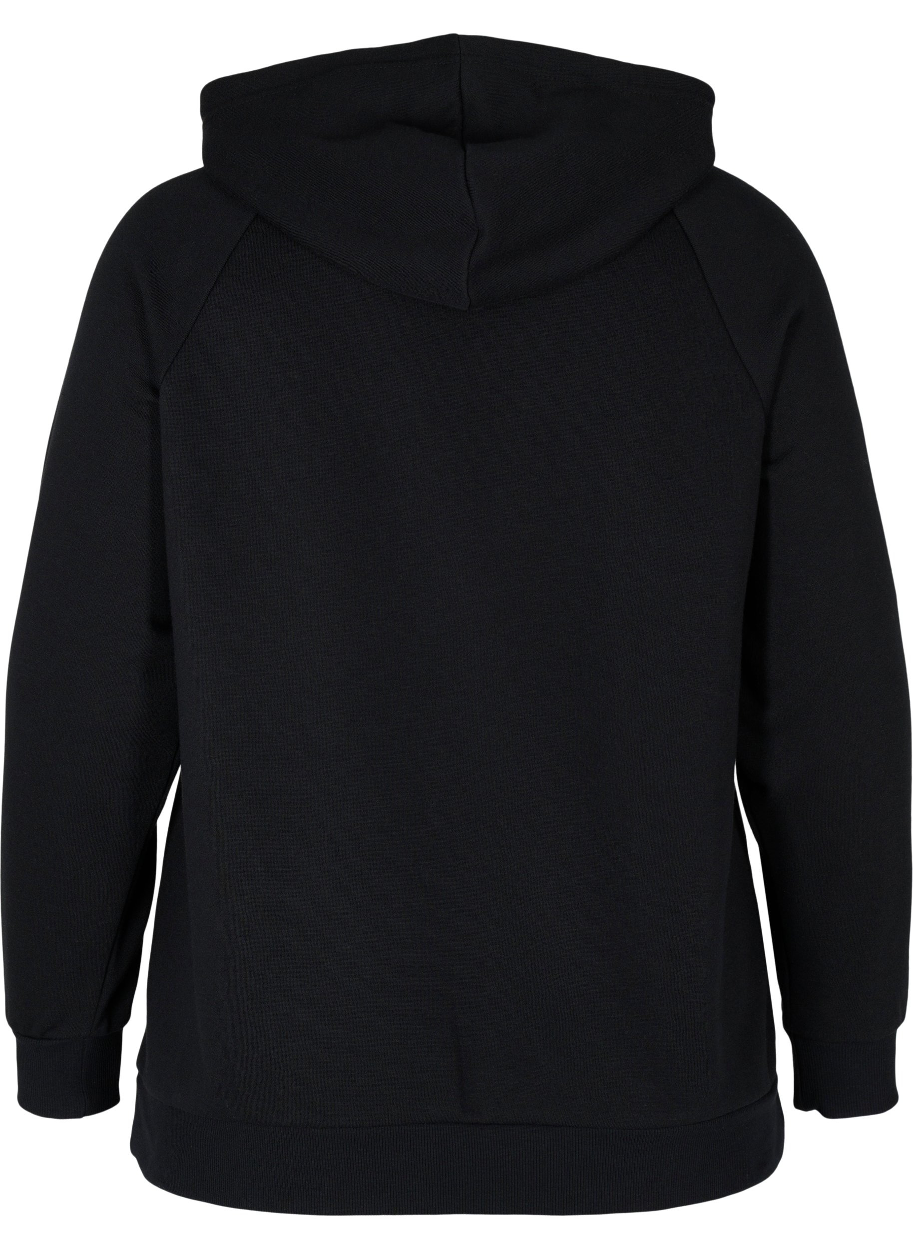 Sweatshirt med printdetaljer og hætte, Black, Packshot image number 1