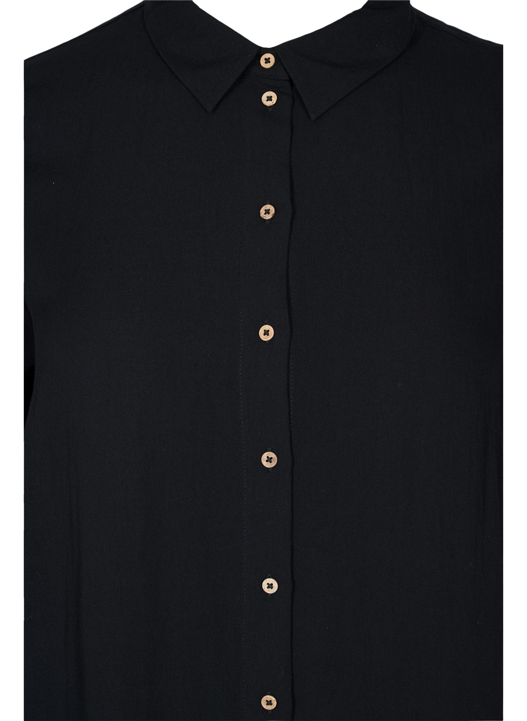 Lang skjortekjole i viskose, Black, Packshot image number 2