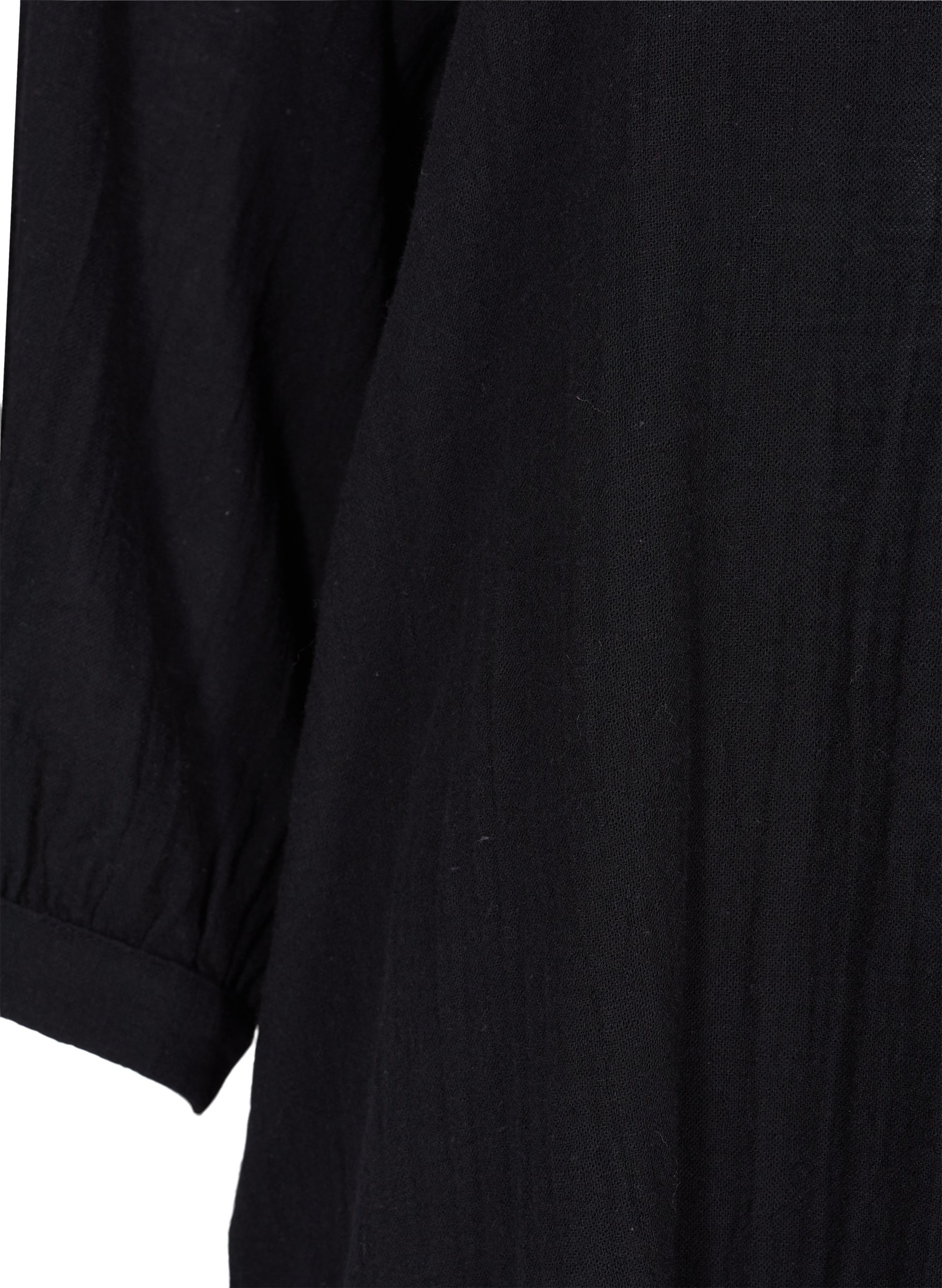Bomulds tunika med knapper og 3/4 ærmer, Black, Packshot image number 3