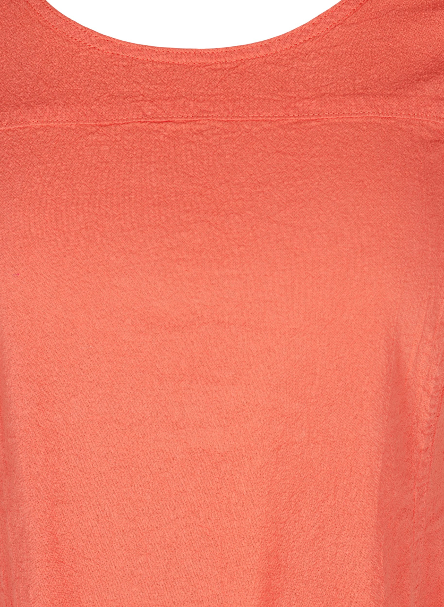 Kortærmet kjole i bomuld, Hot Coral, Packshot image number 2
