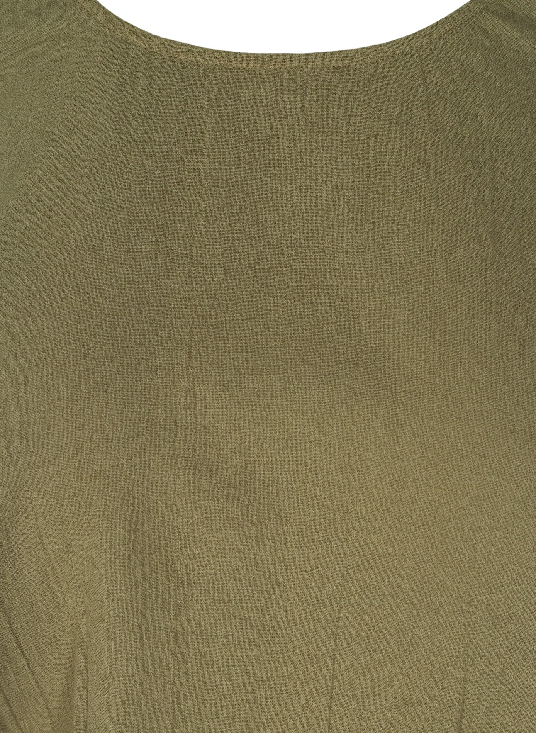 Kortærmet bomuldsbluse med smock, Ivy Green, Packshot image number 2