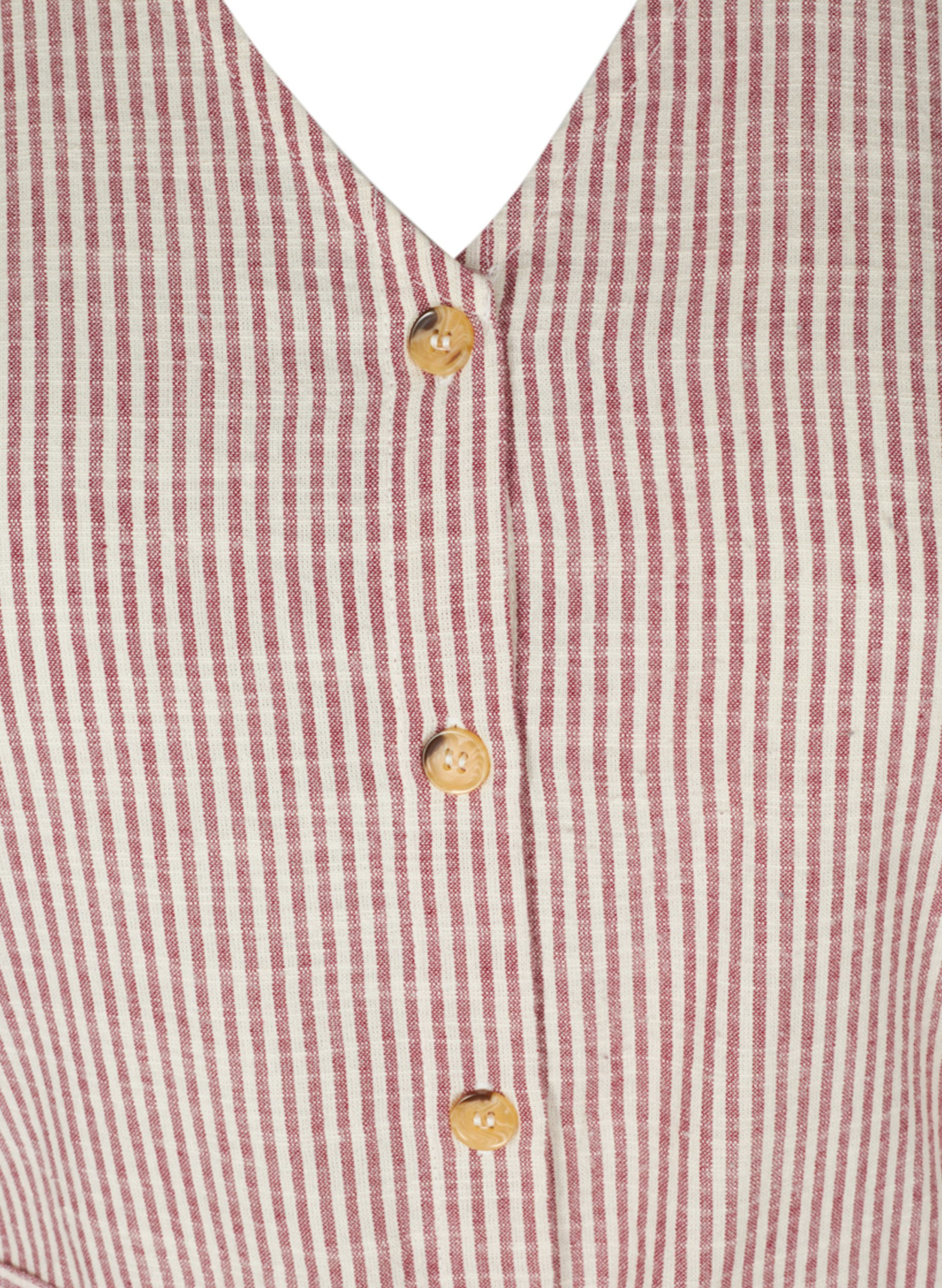 Stribet skjortekjole i bomuld med lommer, Dry Rose Stripe, Packshot image number 2