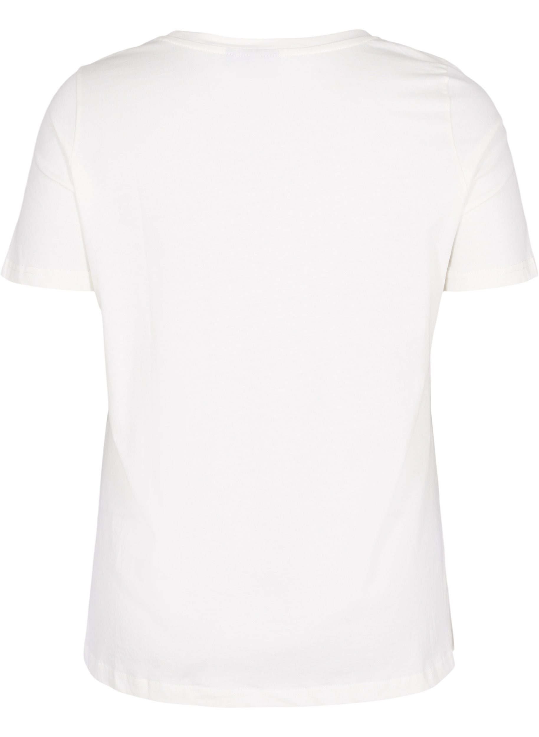 Bomulds t-shirt med perler, Warm Off-white, Packshot image number 1