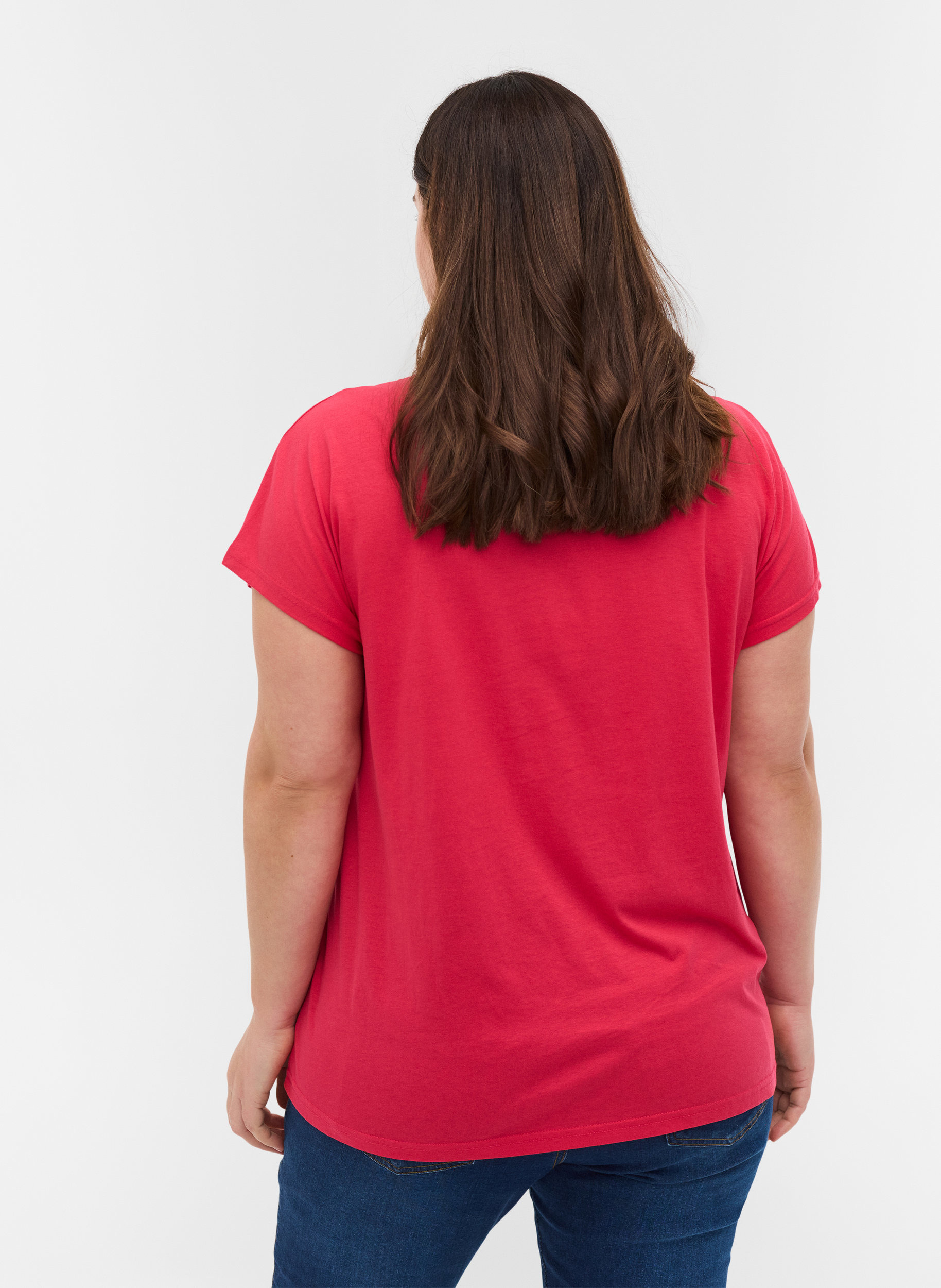 T-shirt i bomuldsmix, Raspberry, Model image number 1