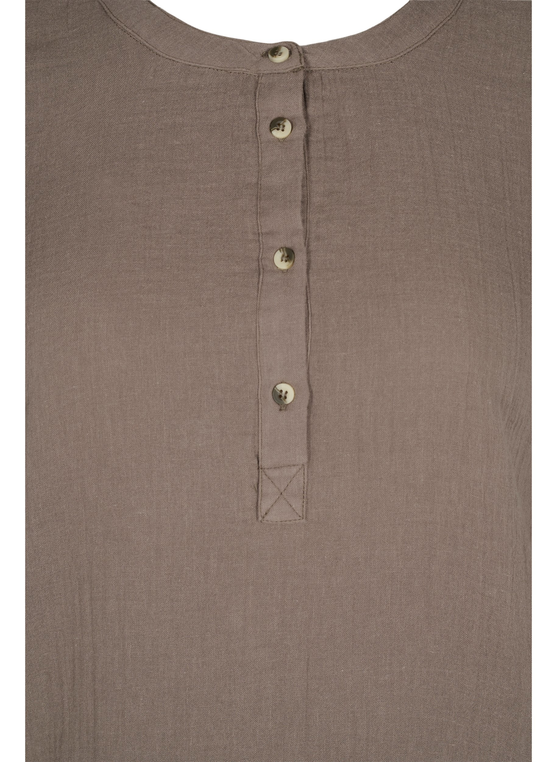 Bomulds bluse med knapper og 3/4 ærmer, Falcon, Packshot image number 2