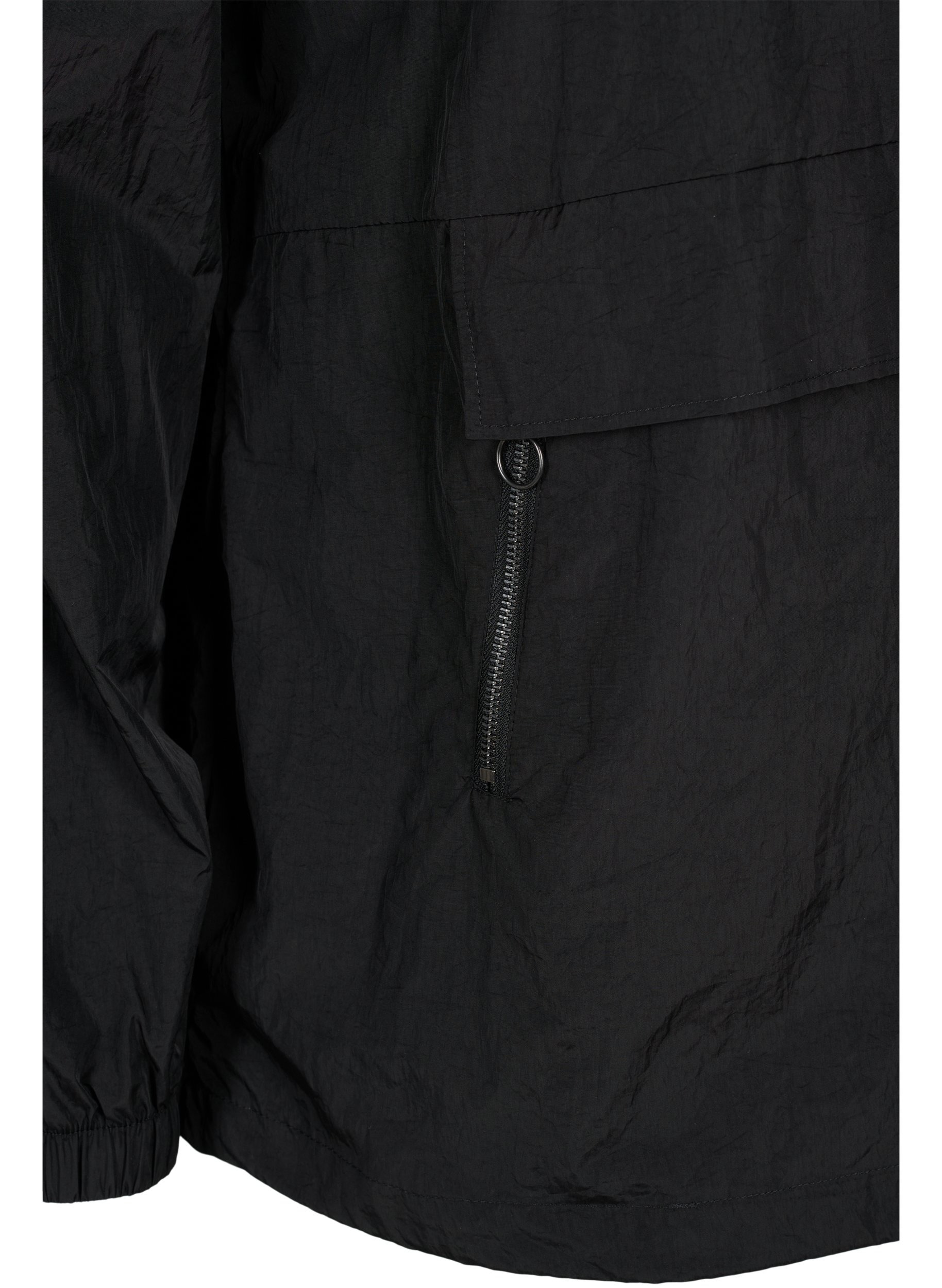 Sports anorak med hætte og lommer, Black, Packshot image number 3