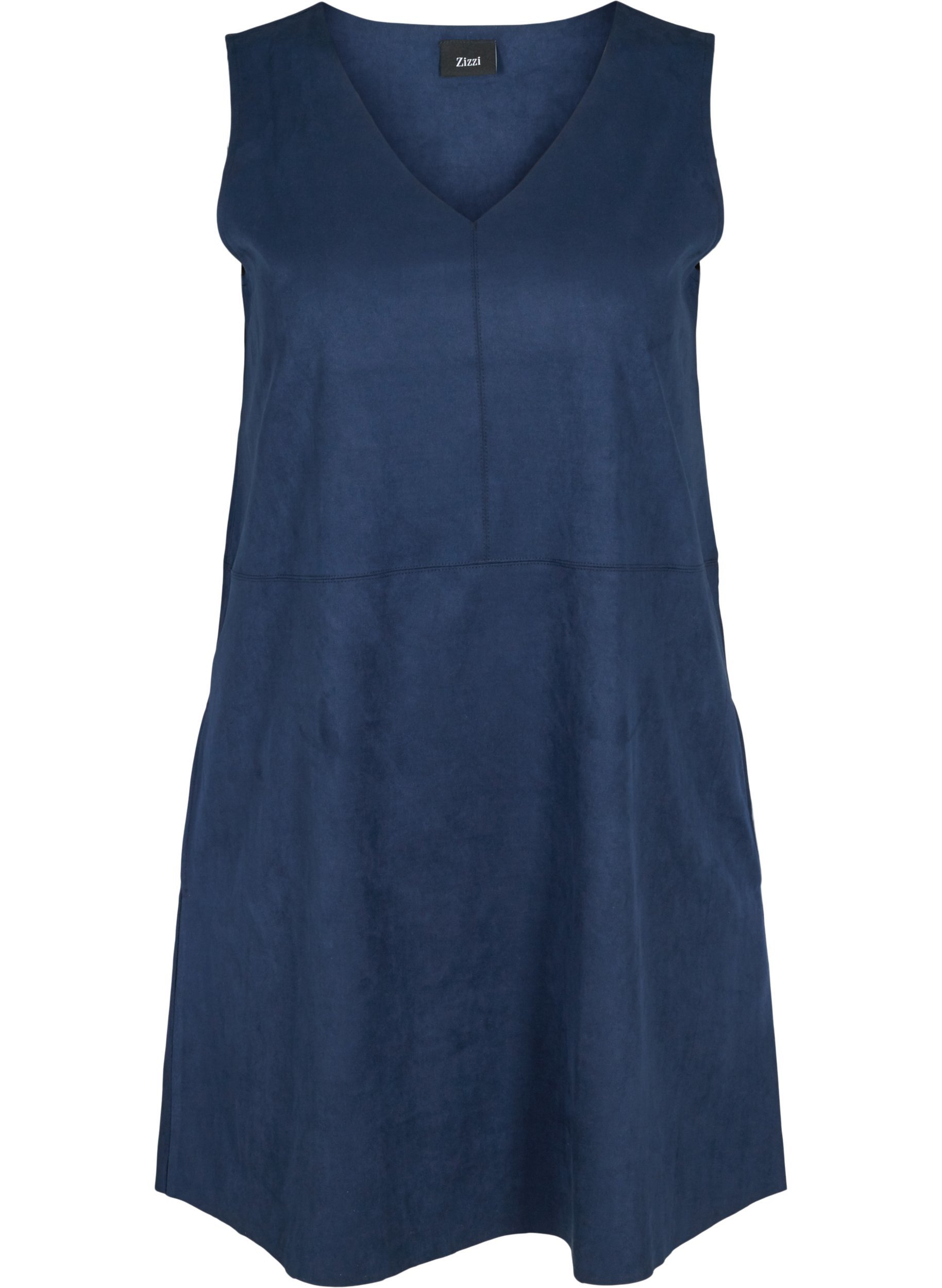 Ærmeløs kjole med a-form , Dark Blue, Packshot image number 0