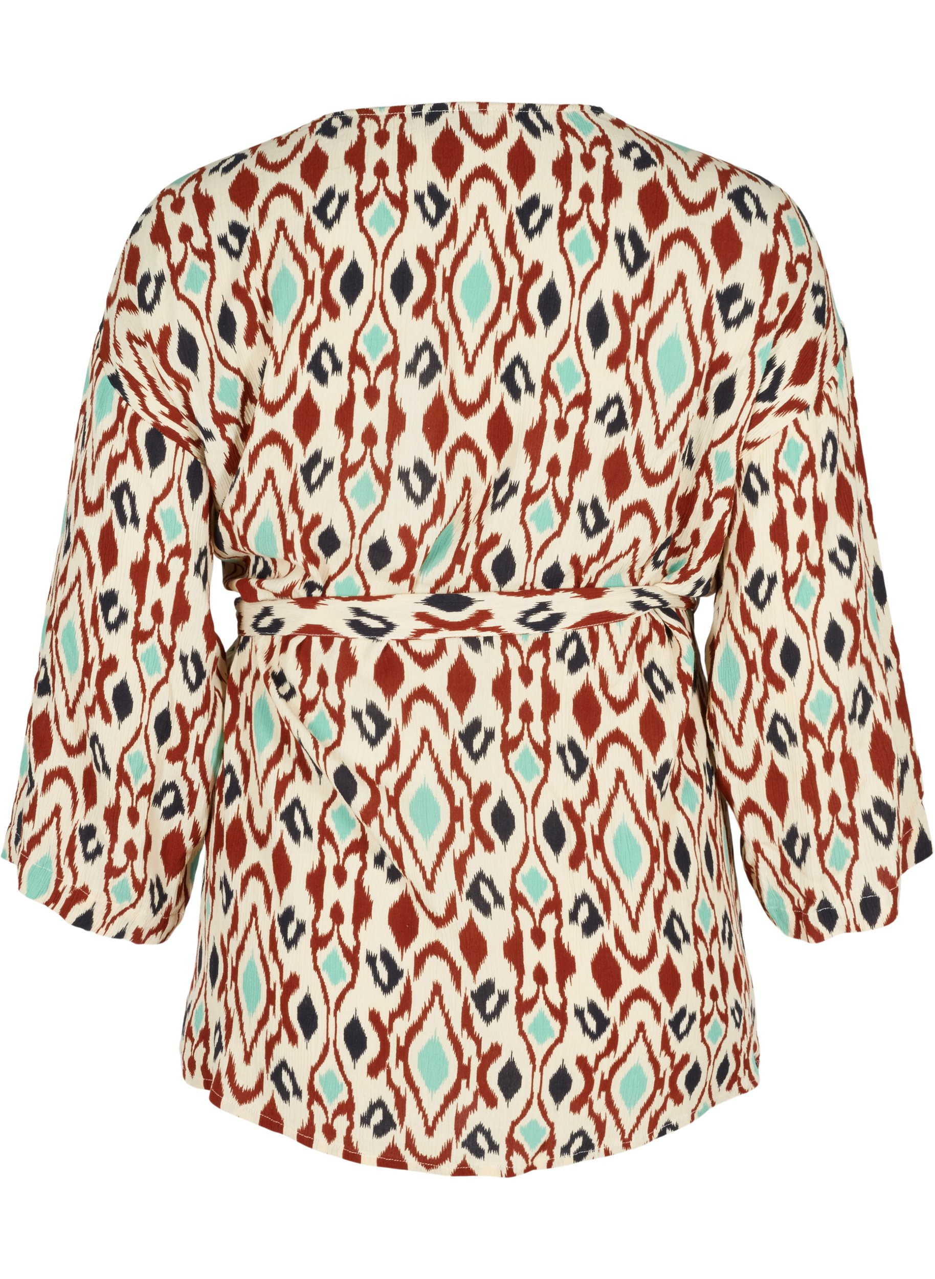 Printet viskose kimono med bindebånd, Angora AOP, Packshot image number 1