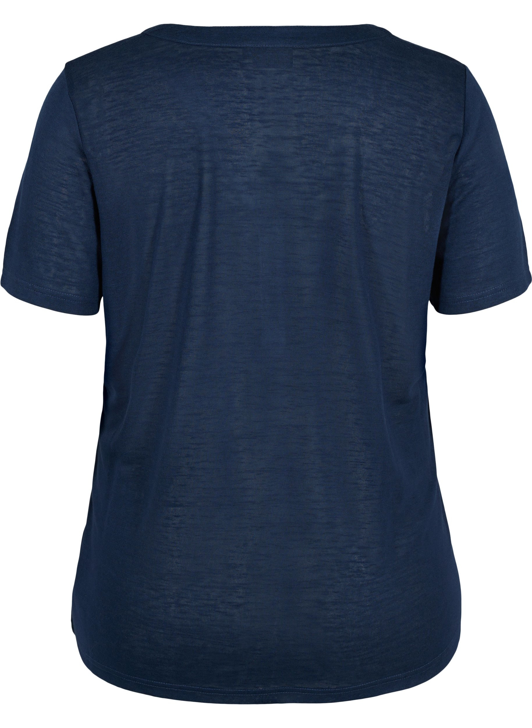 Kortærmet t-shirt med knapper , Navy Blazer, Packshot image number 1