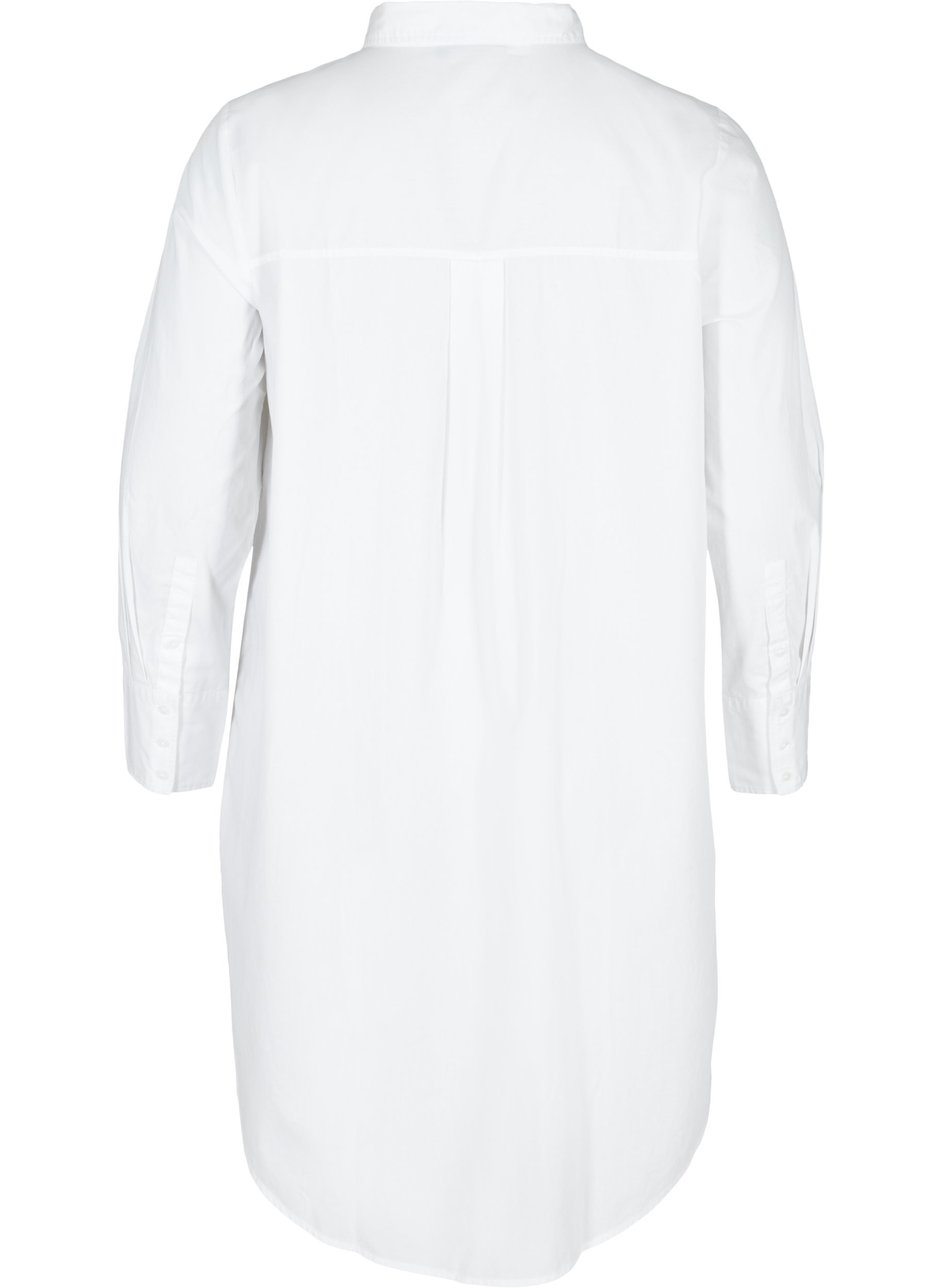 Lang bomulds skjorte med brystlomme, White, Packshot image number 1