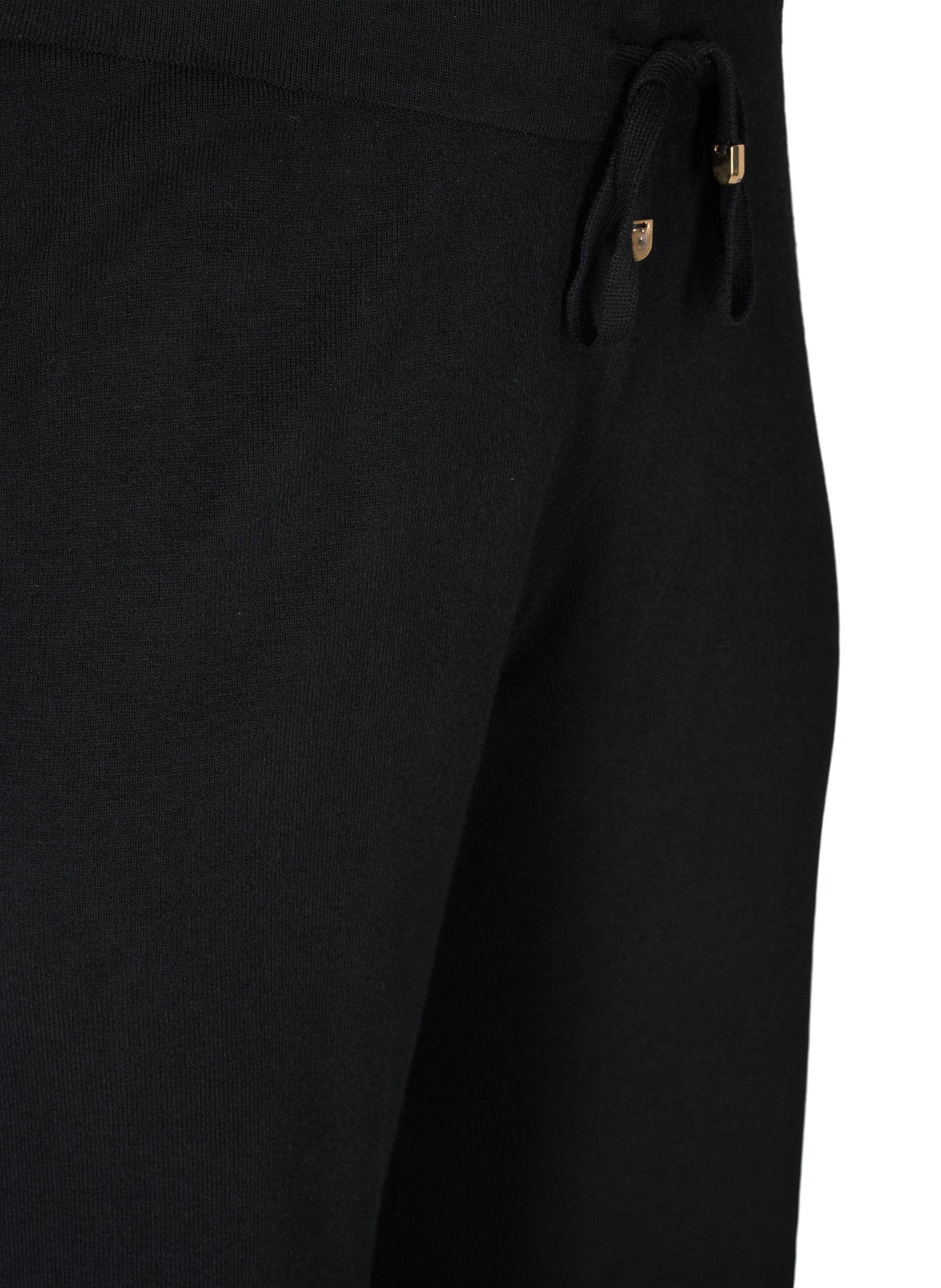 Strikkede bukser med snøre, Black, Packshot image number 2