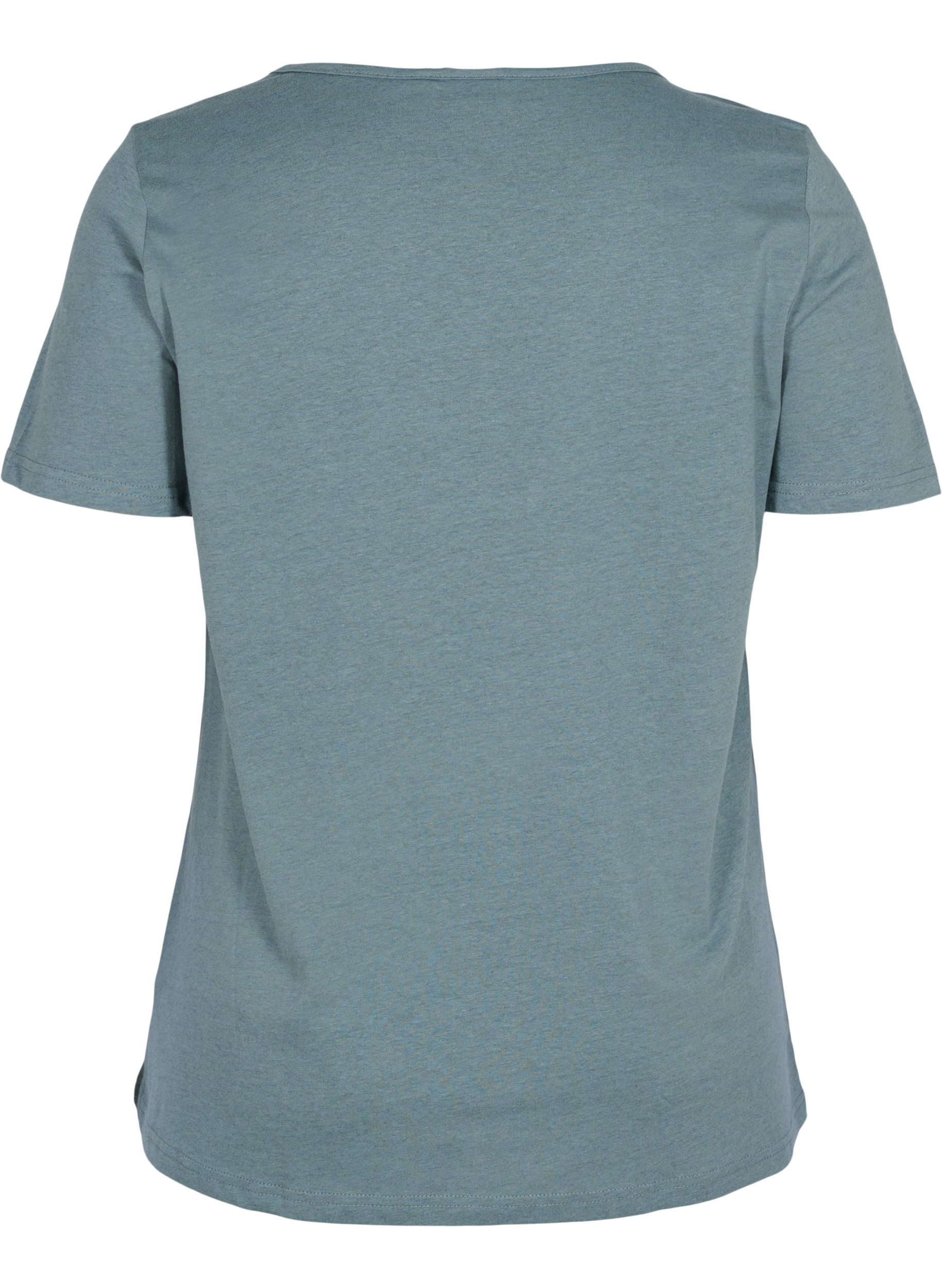 Kortærmet t-shirt med v-hals og mesh, Balsam Green, Packshot image number 1