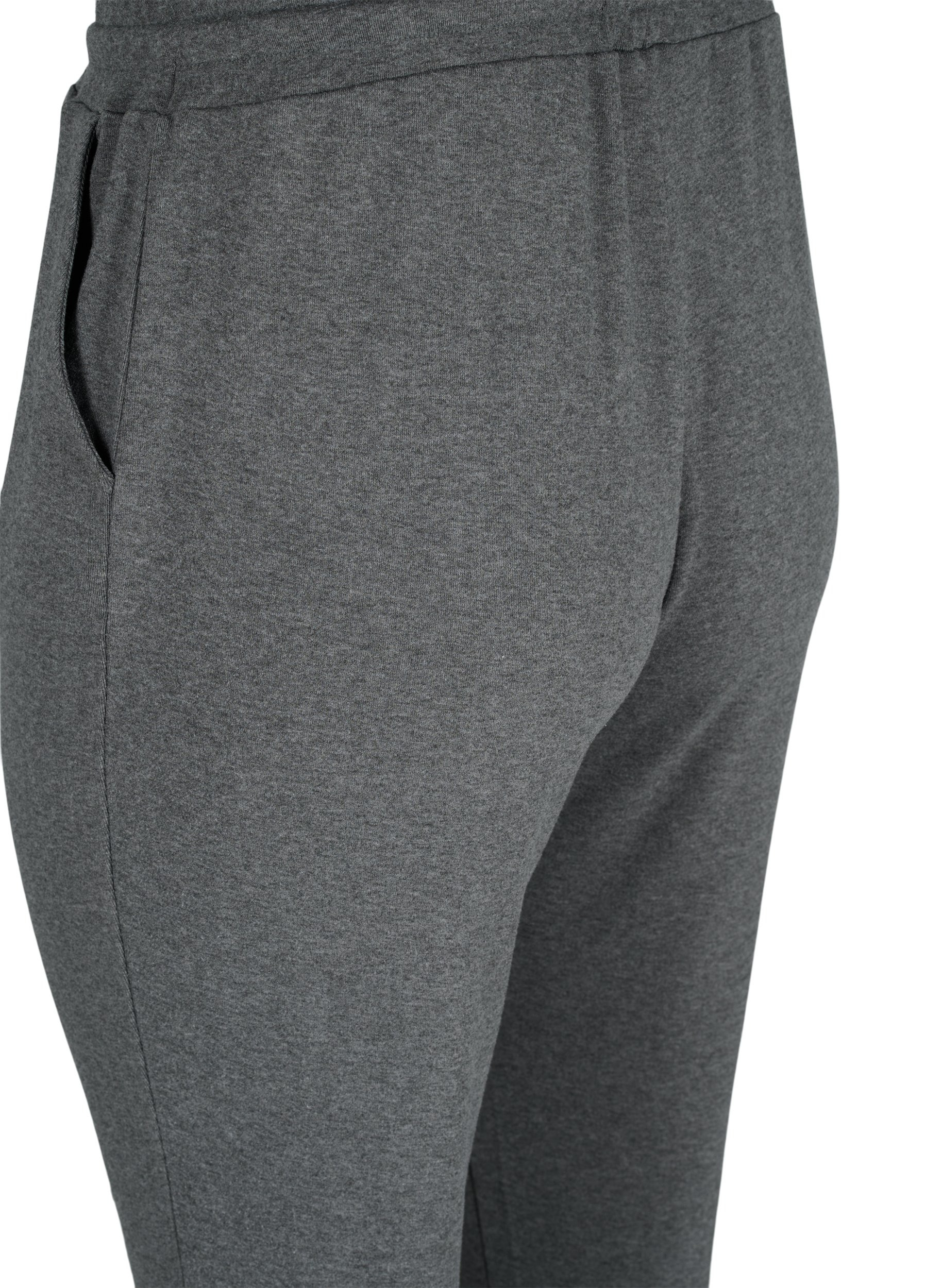 Melerede bukser med snøre og lommer, Black Melange, Packshot image number 3