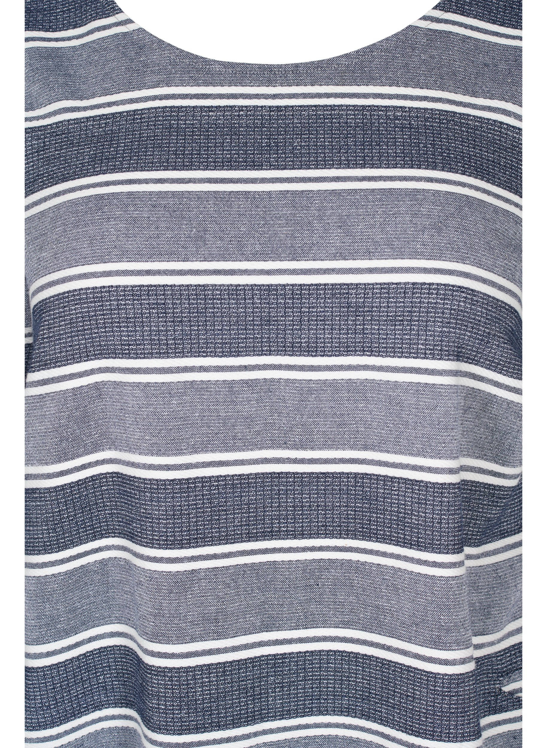 Stribet kjole med korte ærmer, Blue Stripe, Packshot image number 2