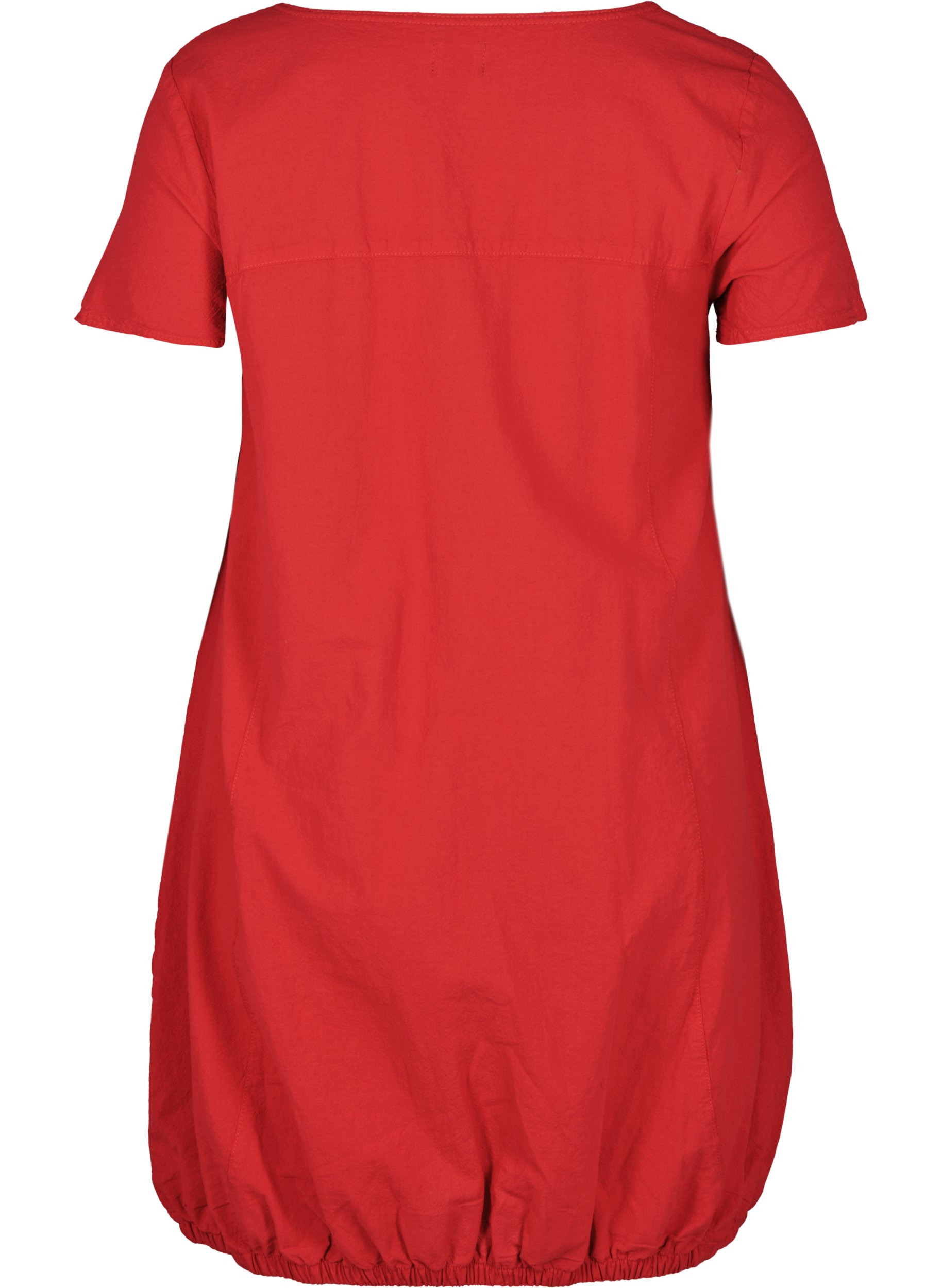 Kortærmet kjole i bomuld, Lipstick Red, Packshot image number 1