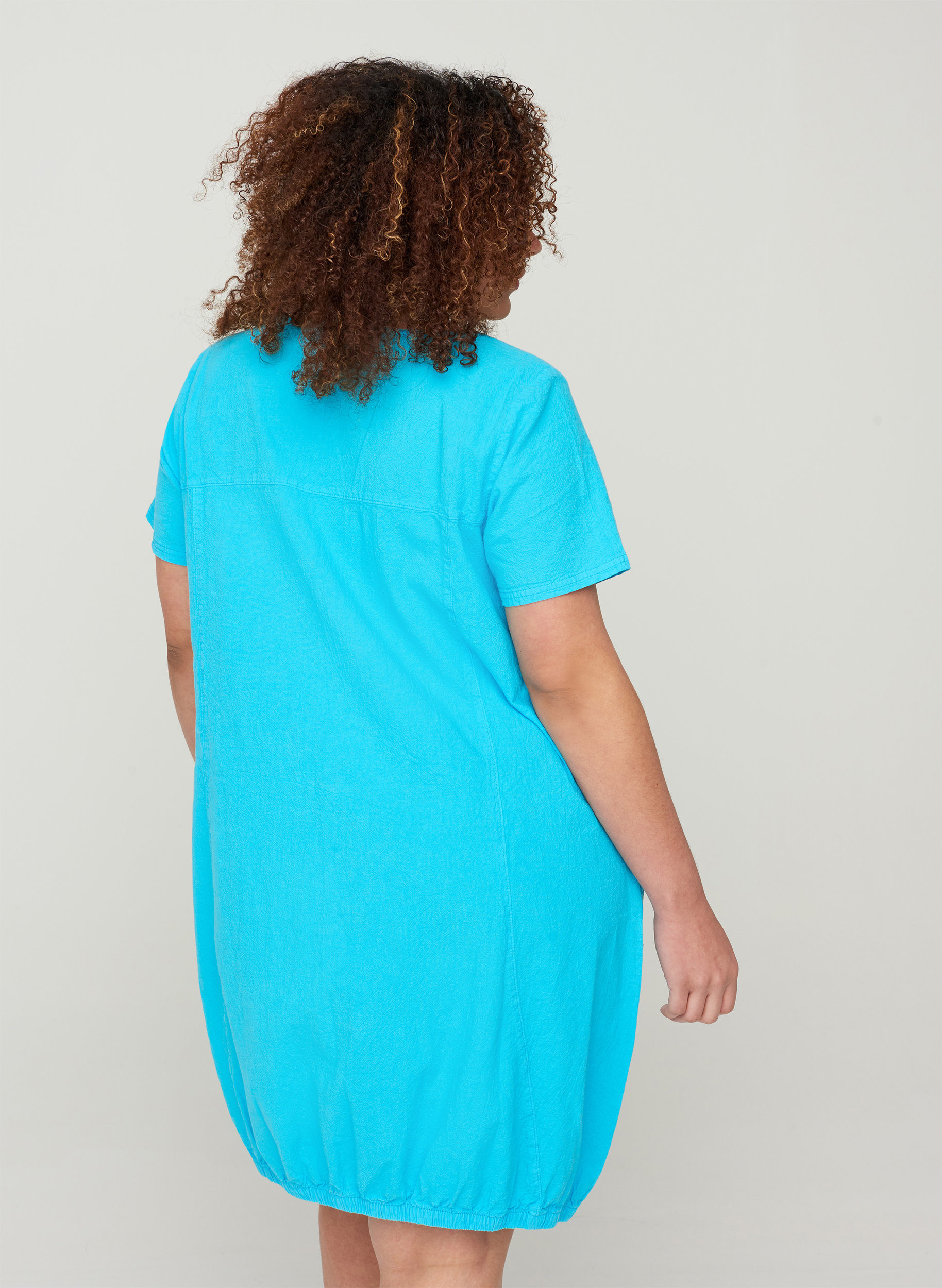 Kortærmet kjole i bomuld, River Blue, Model image number 1