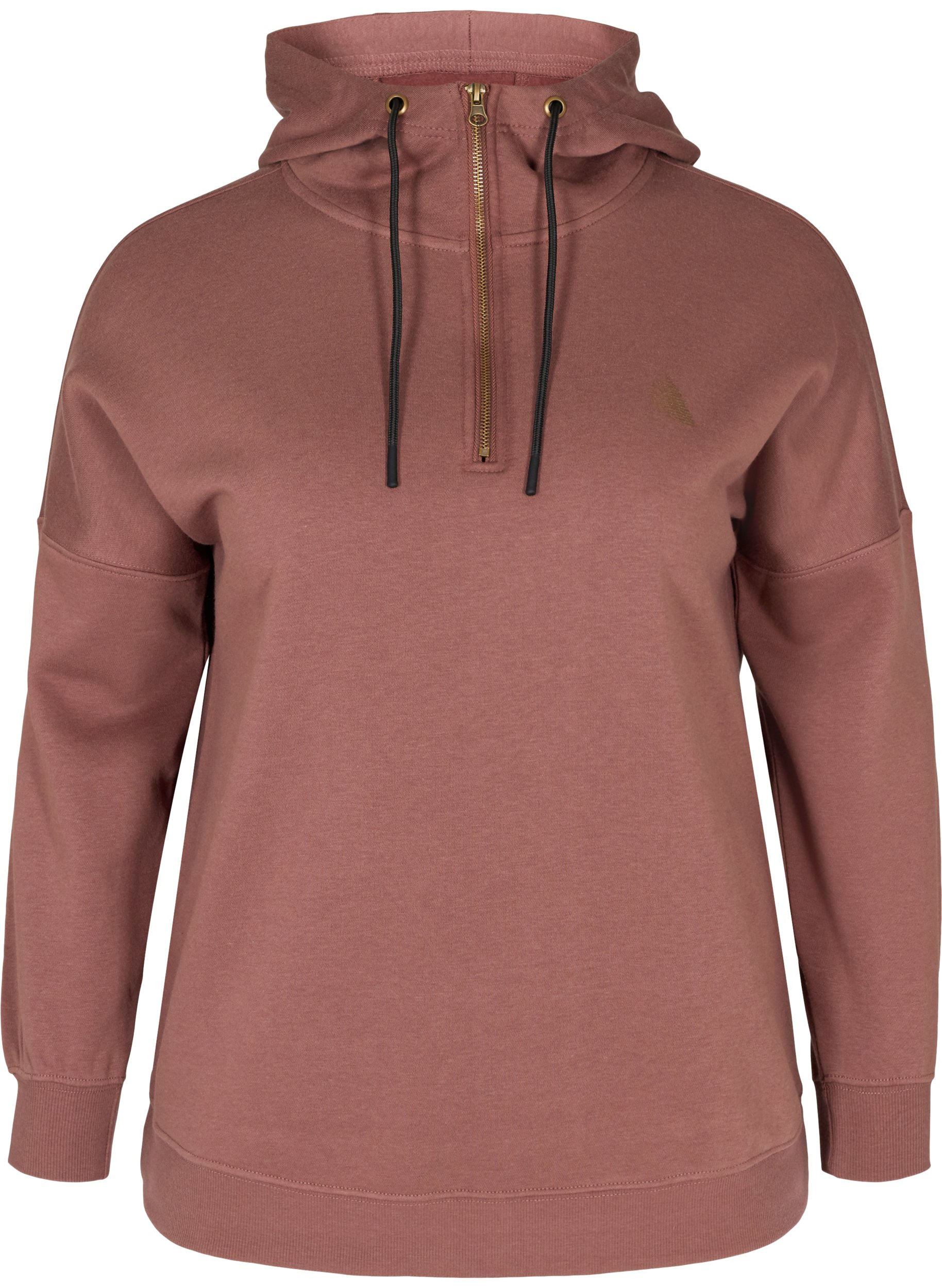 Sweatshirt med hætte og lynlås, Marron, Packshot image number 0