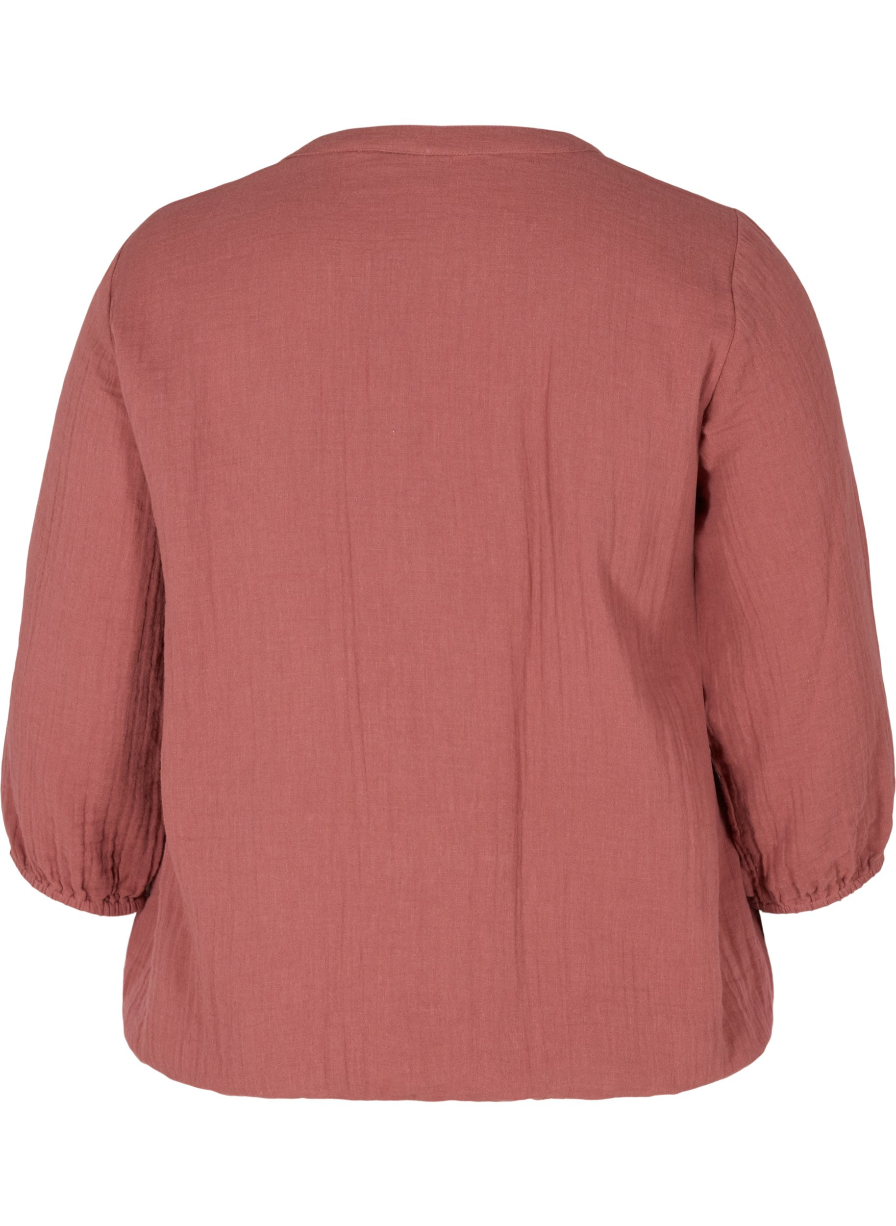 Bomulds bluse med knapper og 3/4 ærmer, Wild Ginger, Packshot image number 1