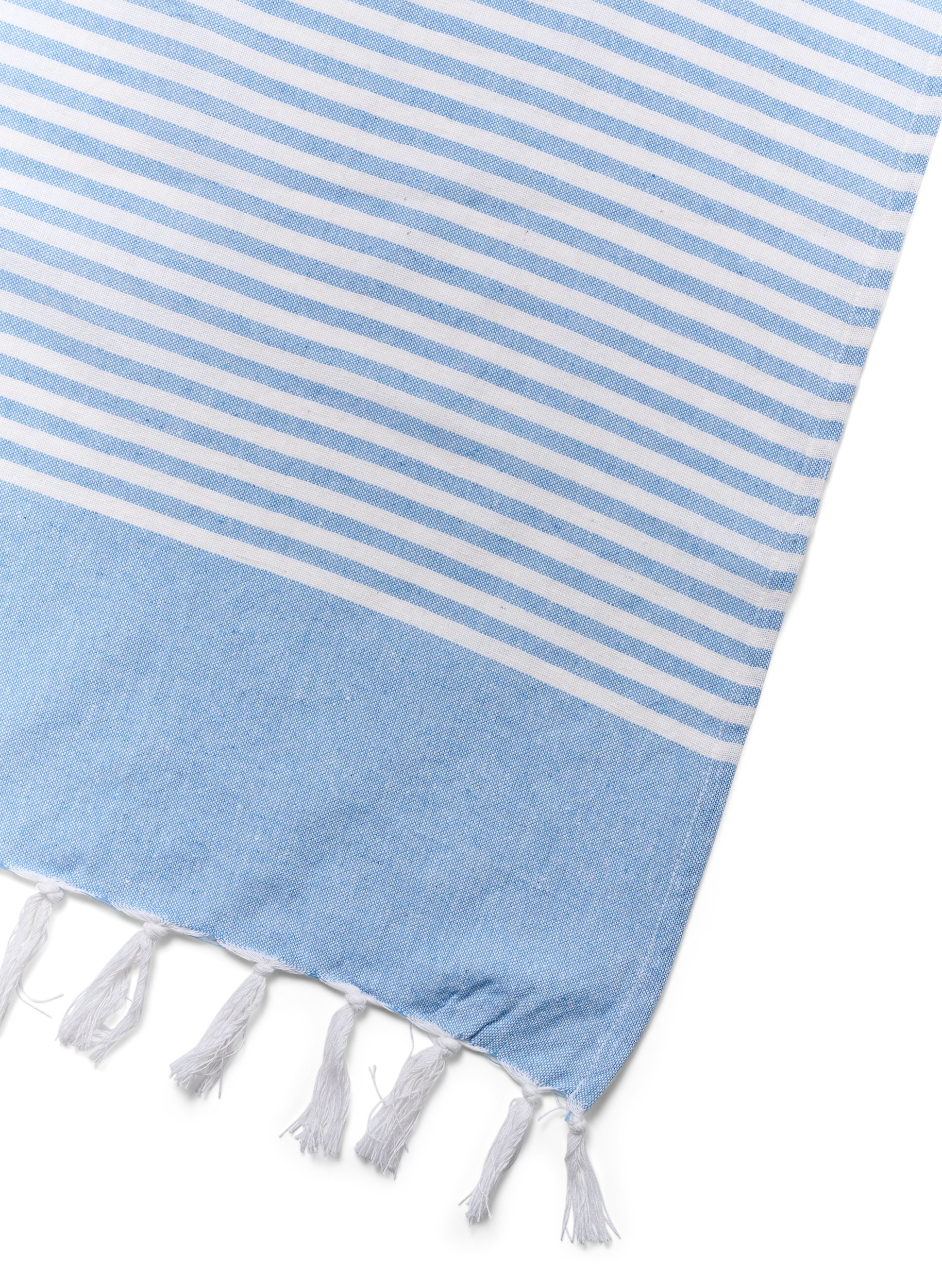 Stribet håndklæde med frynser, Light Blue Melange, Packshot image number 2