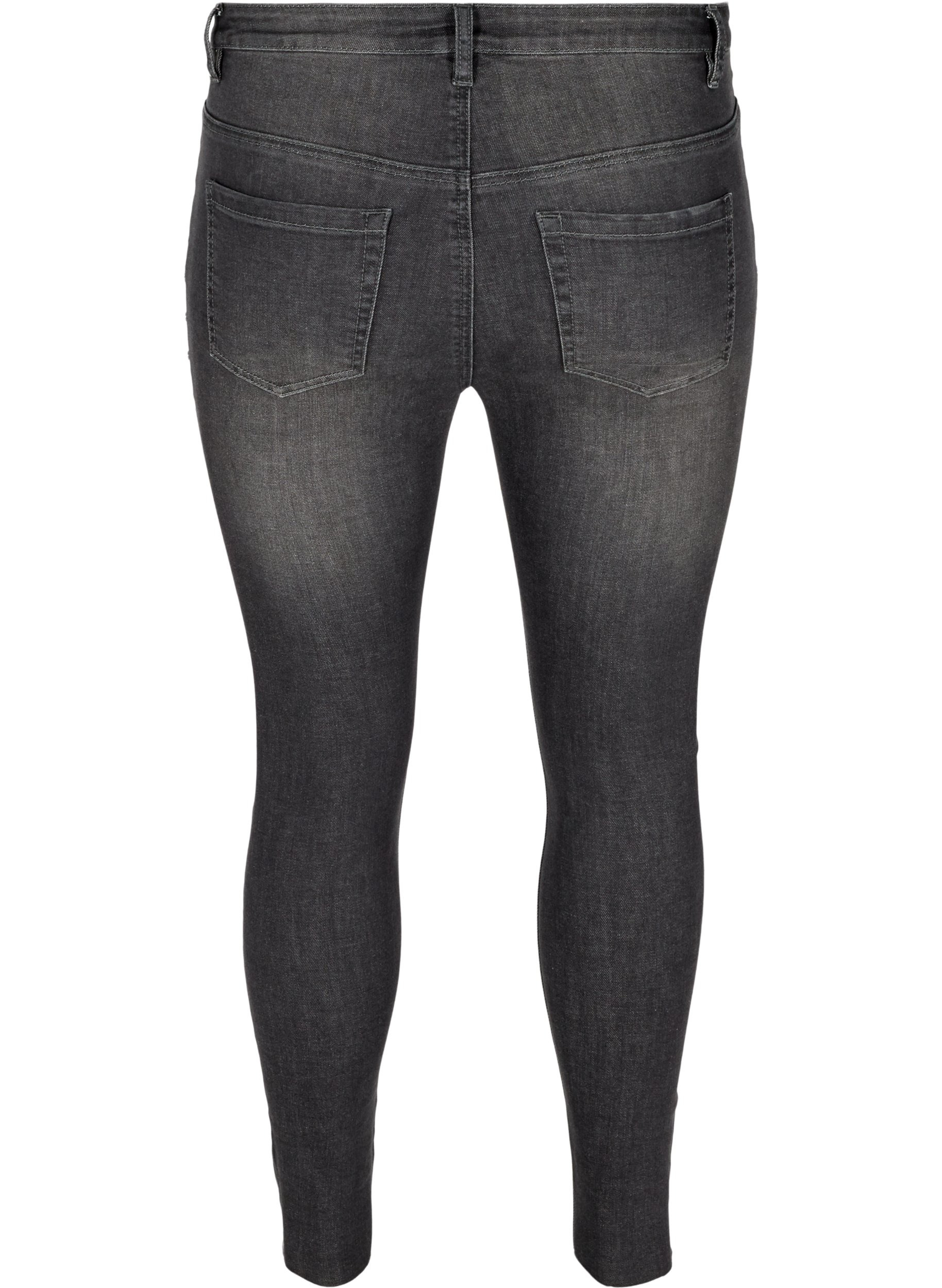 Højtaljede Amy jeans med nitter i sidesøm, Dark Grey Denim, Packshot image number 1