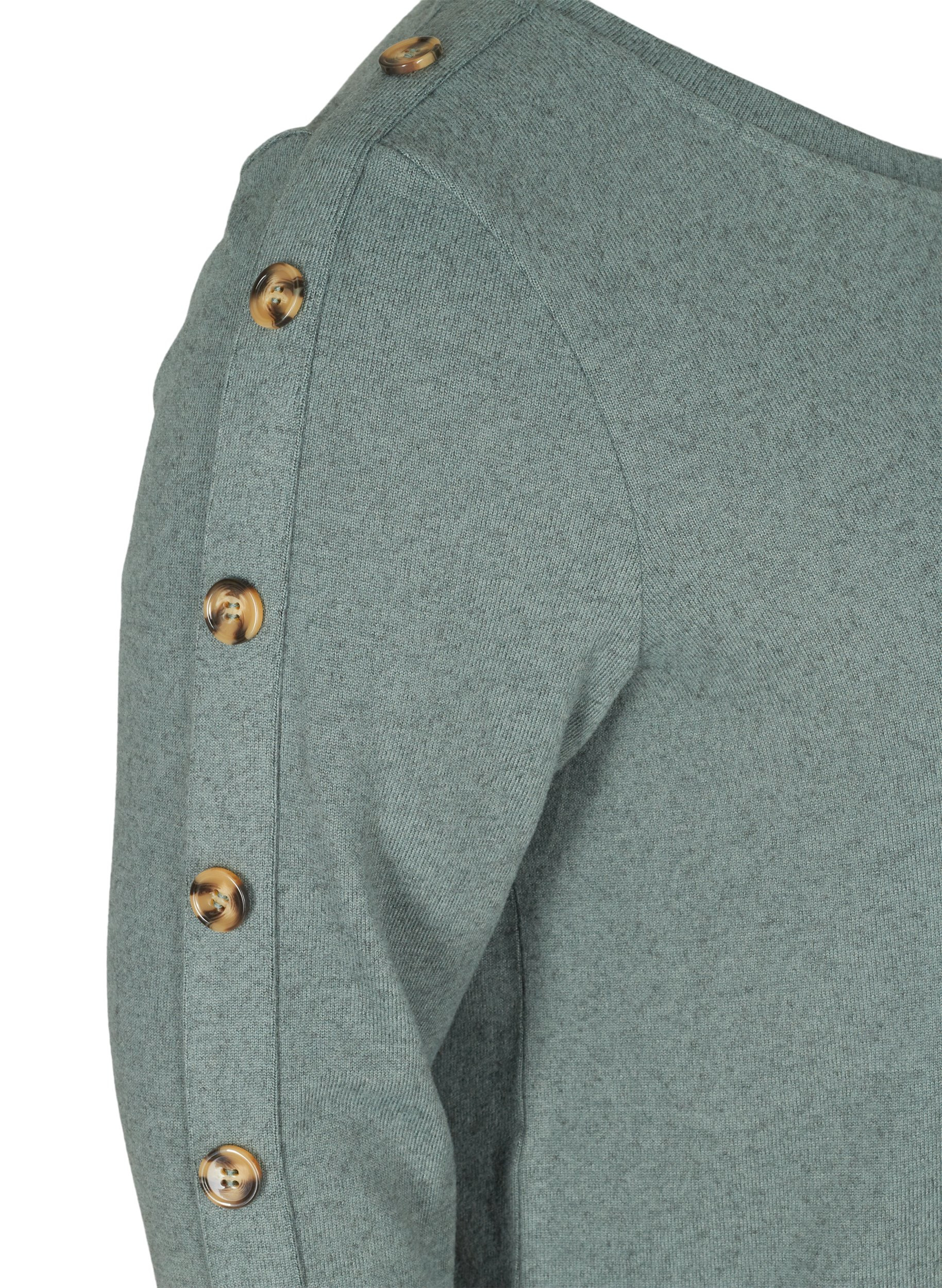 Langærmet bluse med knappedetaljer, Balsam Green Melange, Packshot image number 3