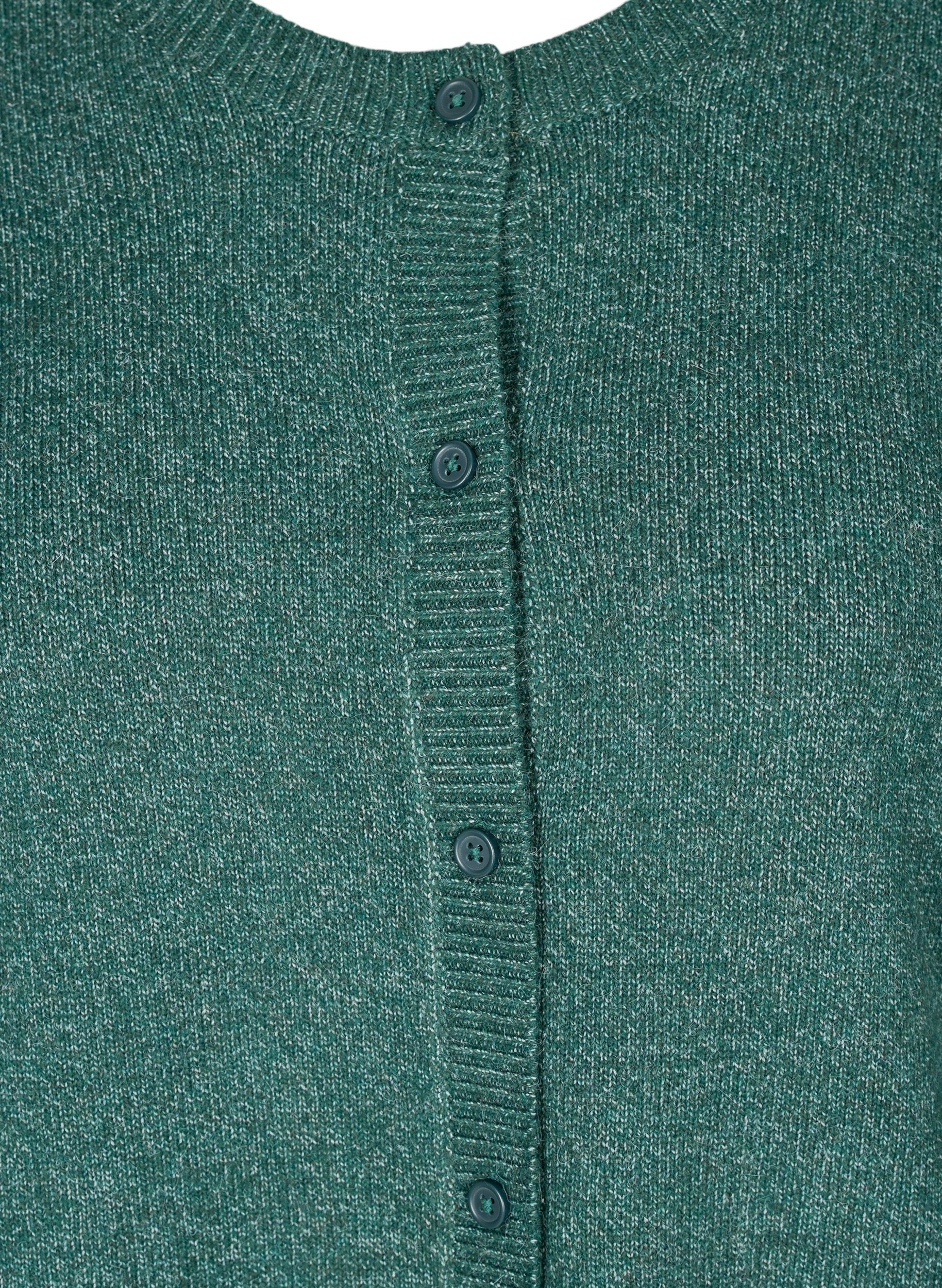 Kort meleret strik cardigan med knaplukning, Darkest Spruce Mel., Packshot image number 2