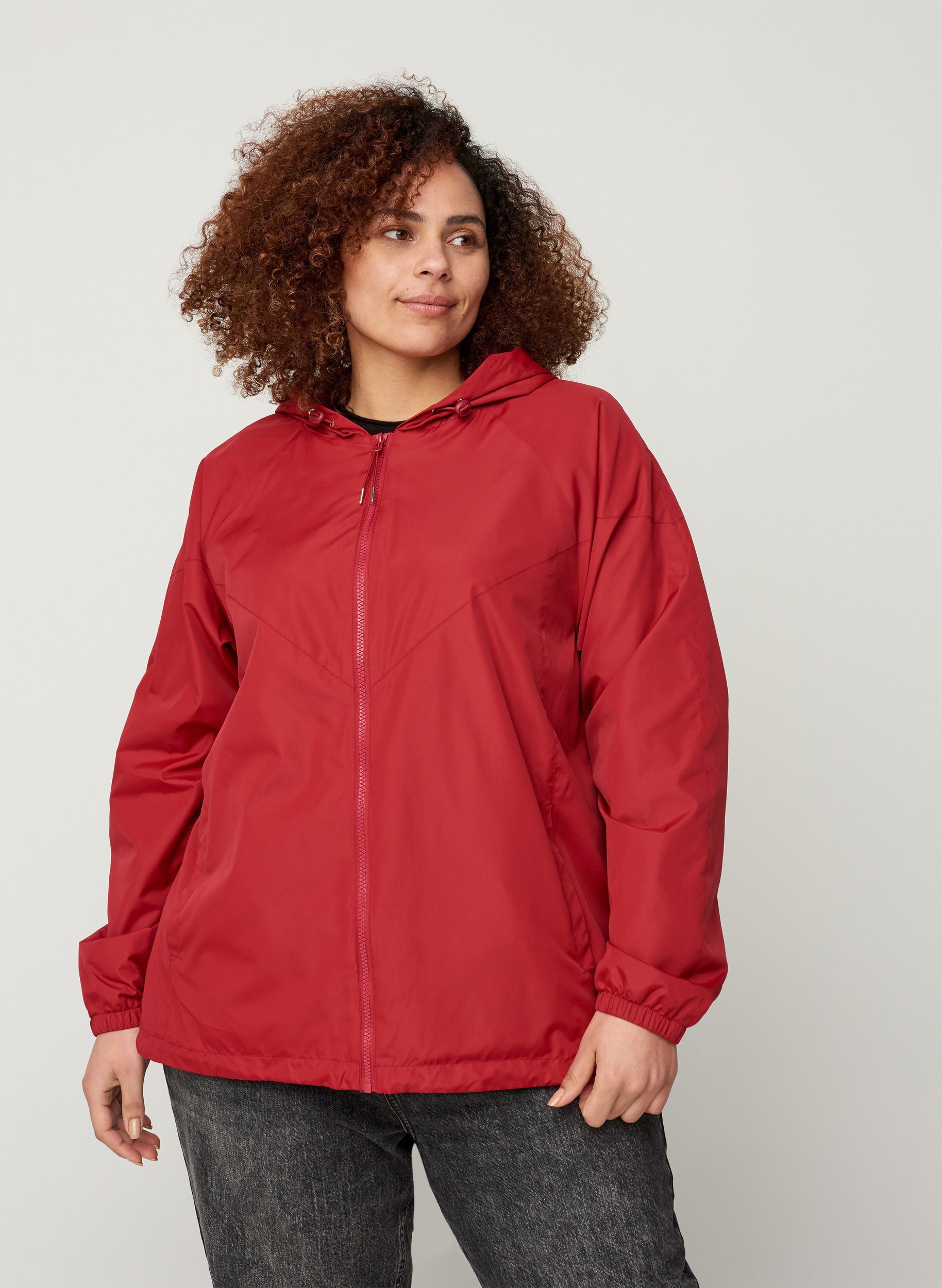 Kort jakke med lynlås og hætte, Rio Red, Model image number 0