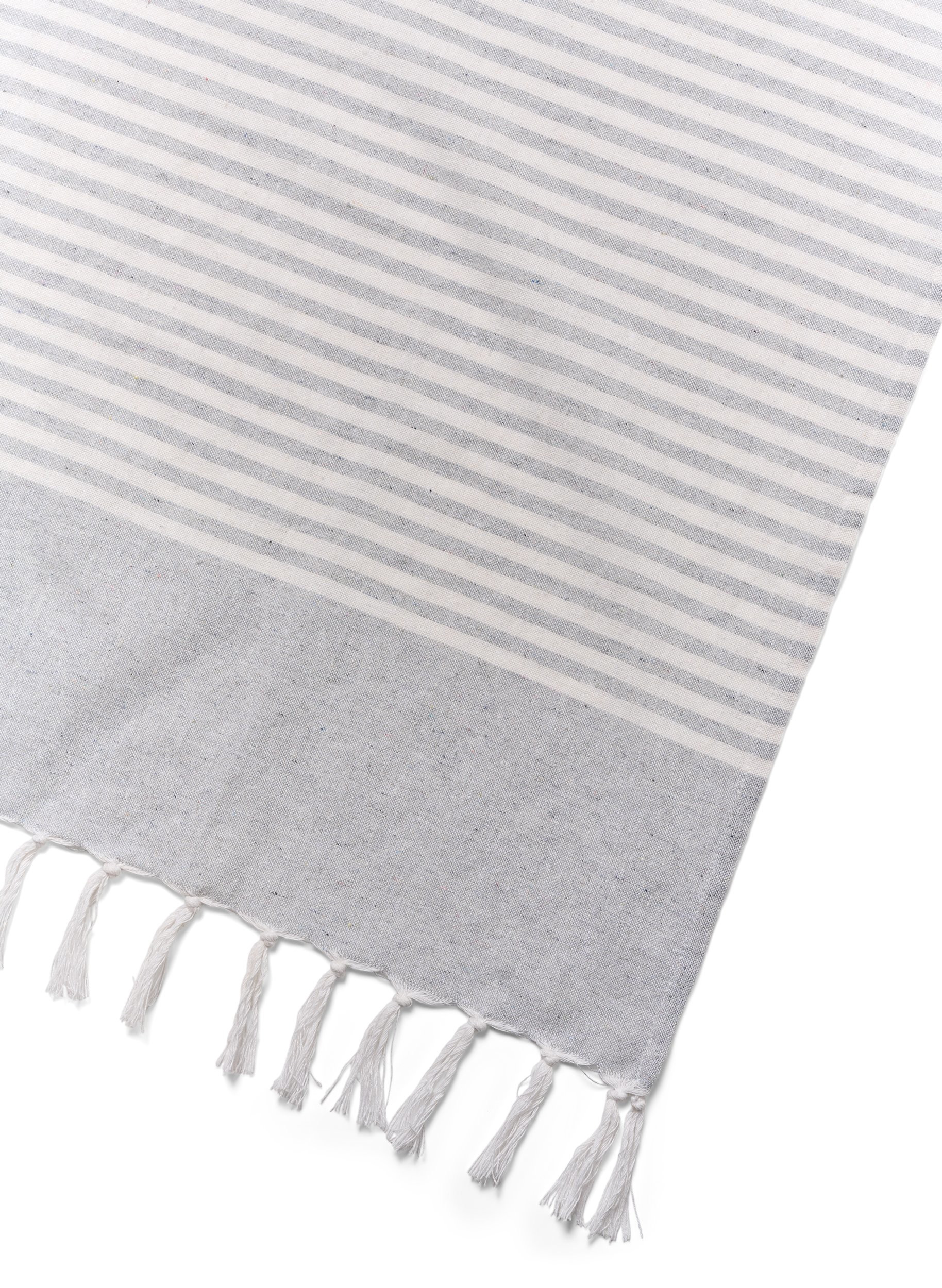 Stribet håndklæde med frynser, Light Grey Melange, Packshot image number 2