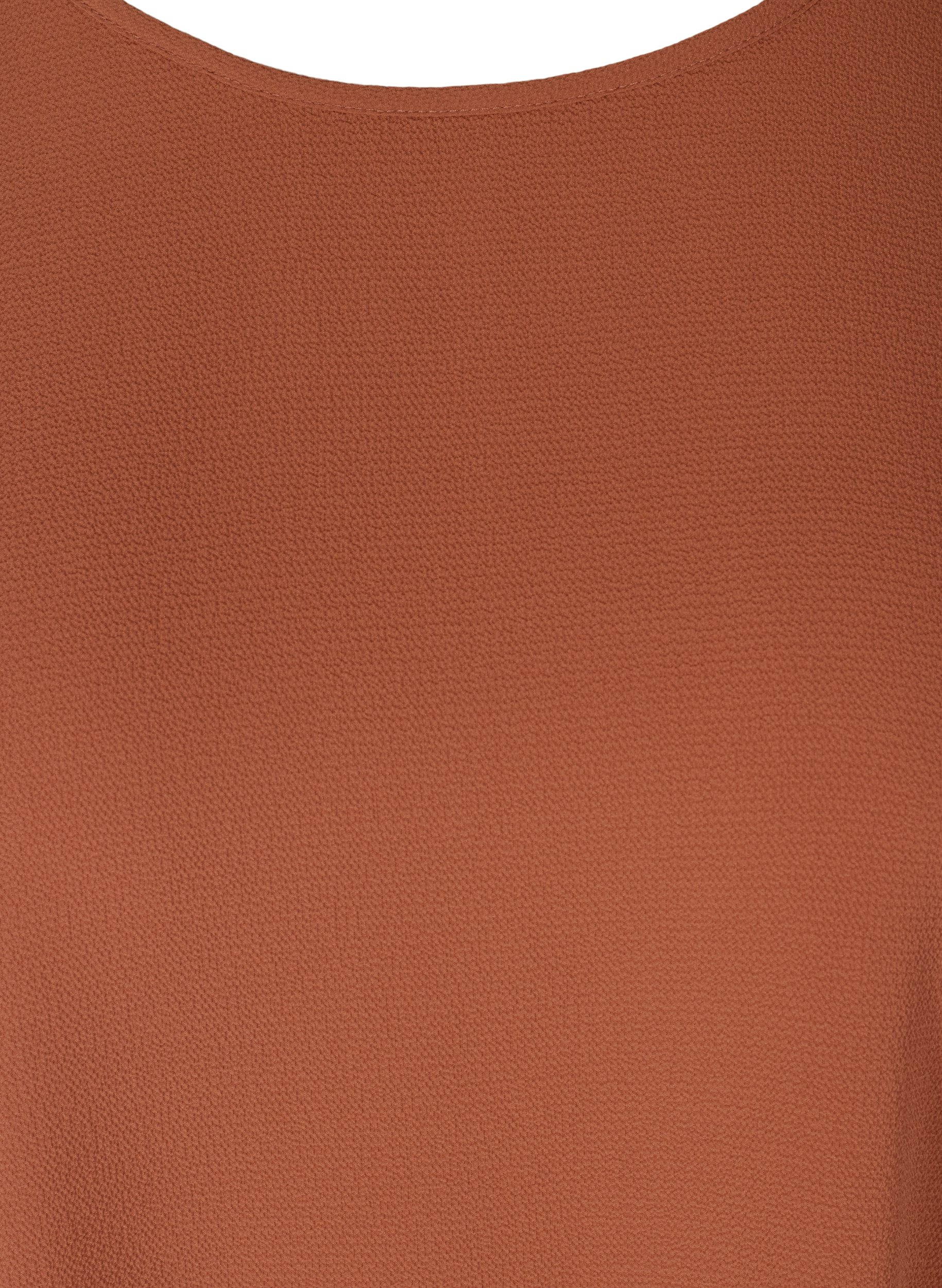Bluse med korte ærmer og rund halsudskæring, Copper Brown, Packshot image number 2