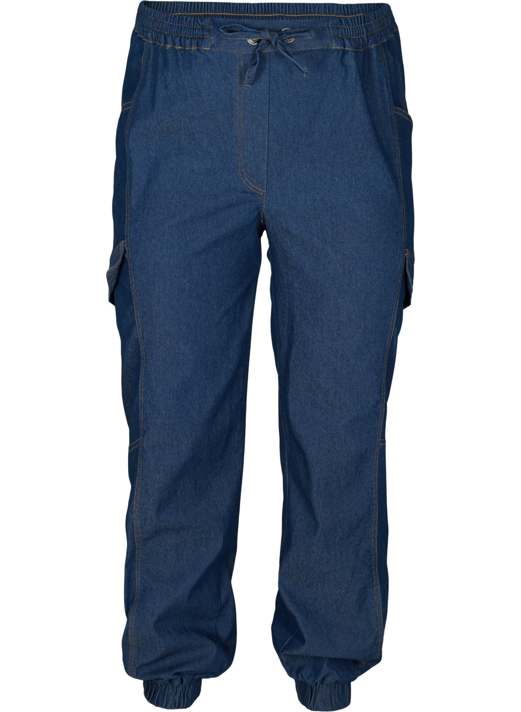 Løse jeans med snøre, Medium Blue, Packshot image number 0