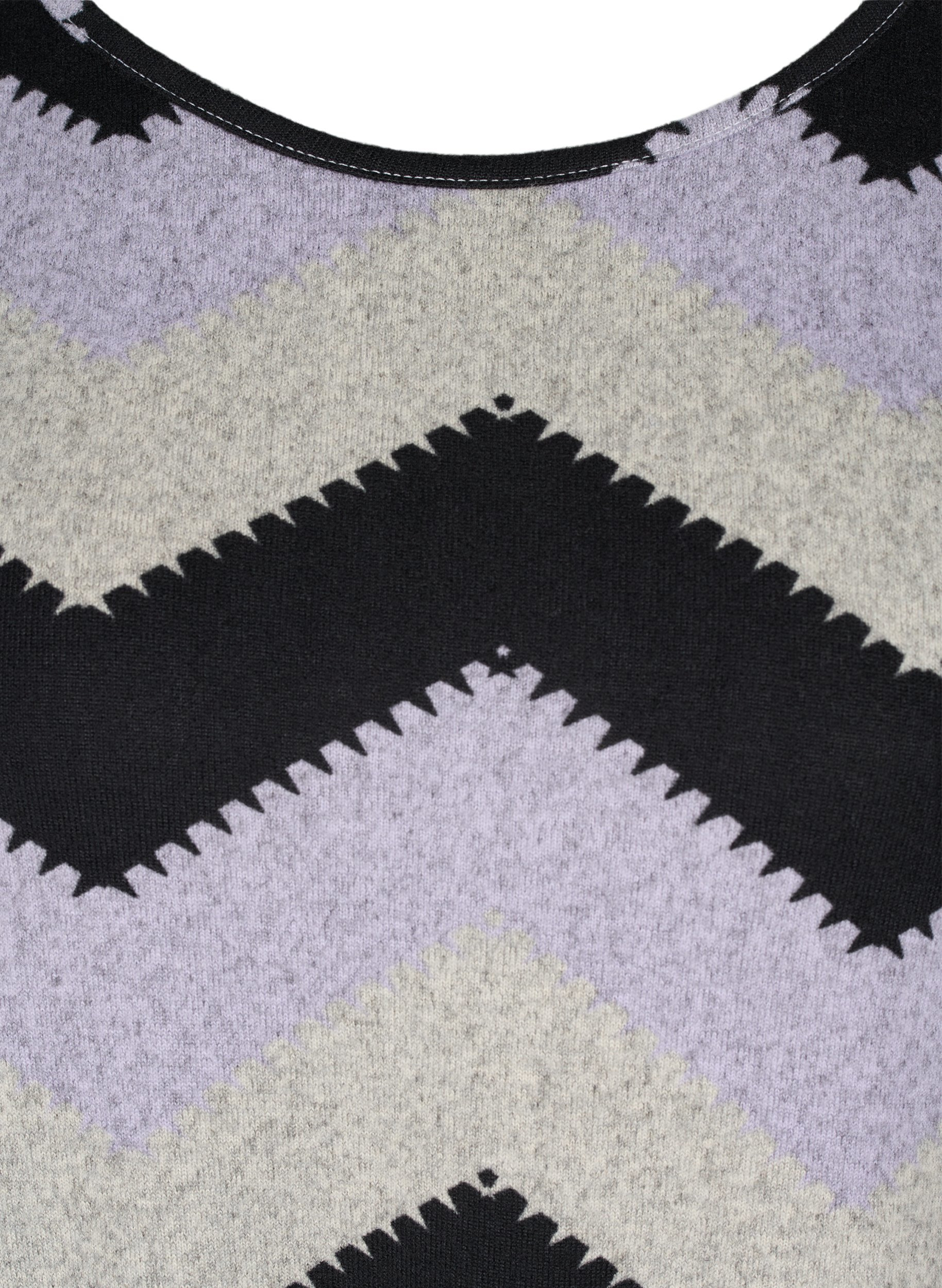 Langærmet bluse med mønster, Zig Zag Lilac, Packshot image number 2
