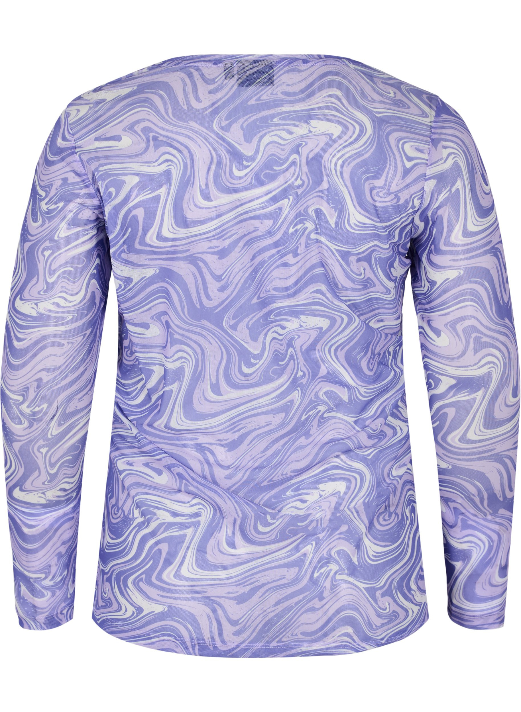 Mesh bluse med print, Lilac, Packshot image number 1
