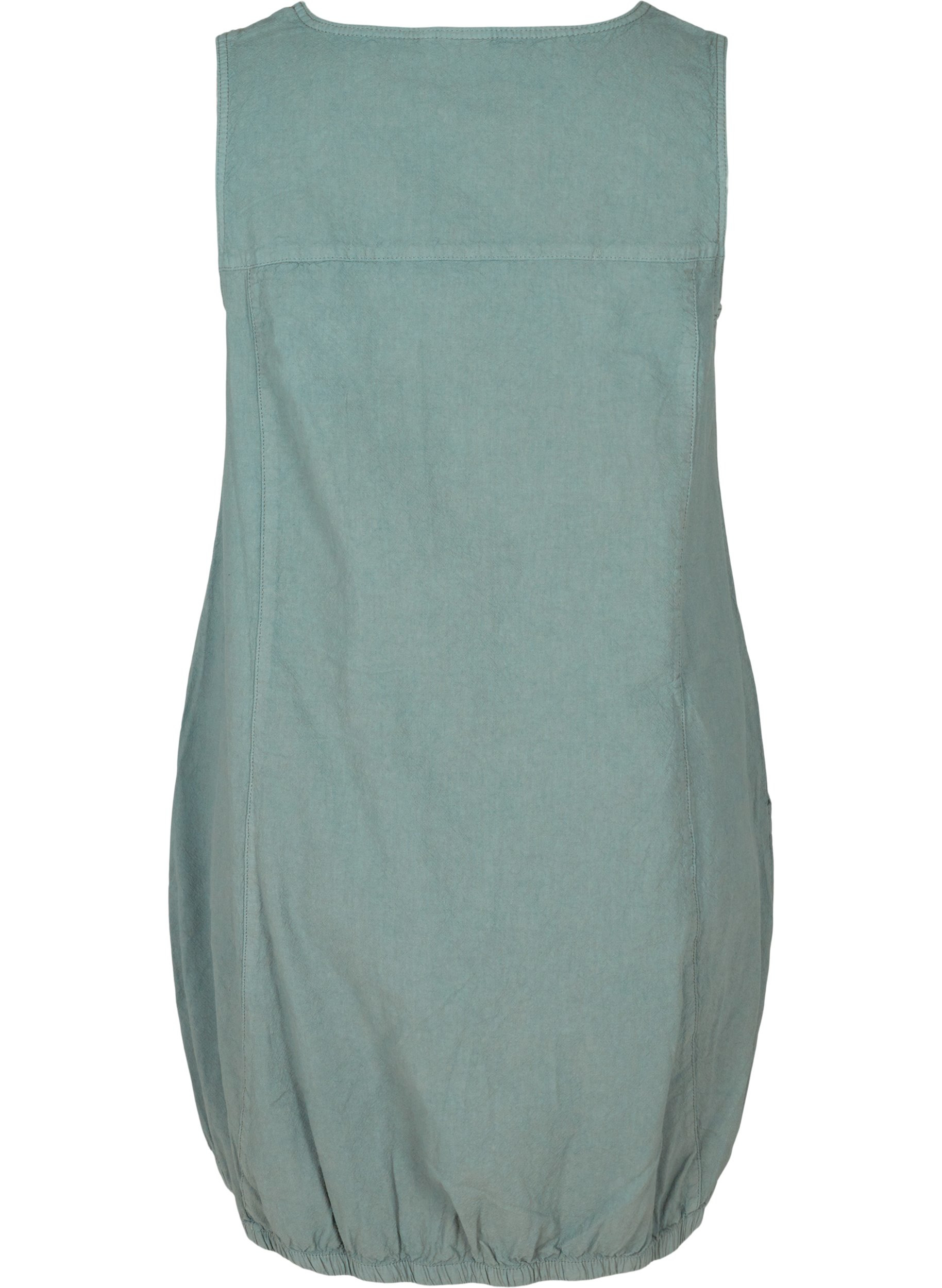 Ærmeløs kjole i bomuld, Balsam Green, Packshot image number 1