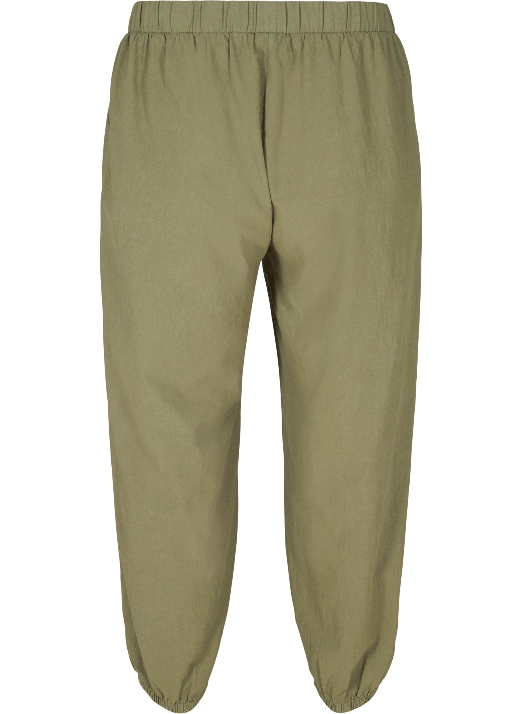 Cropped bukser i bomuld, Deep Lichen Green, Packshot image number 1