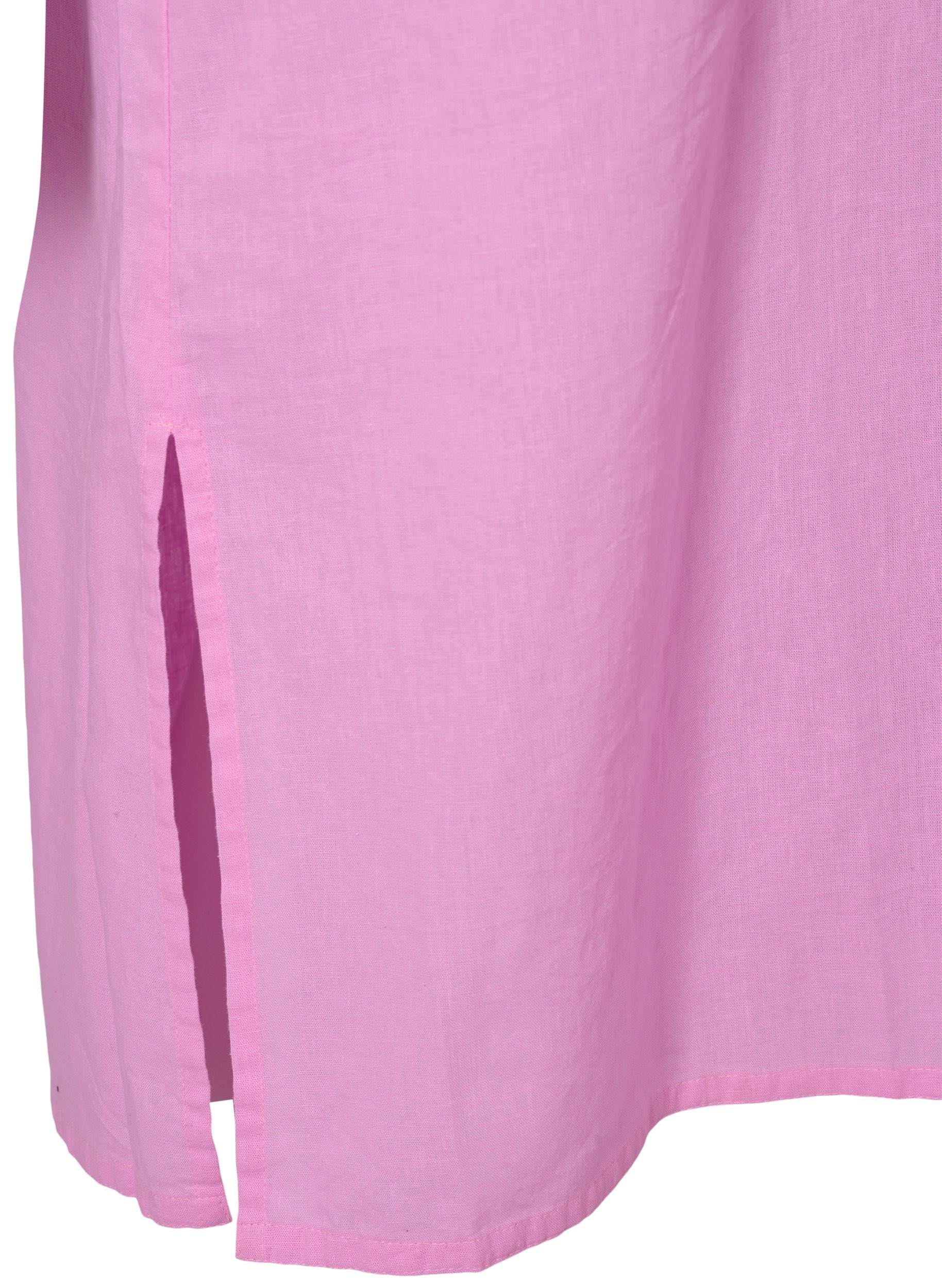 Lang skjortekjole med korte ærmer, Begonia Pink, Packshot image number 3