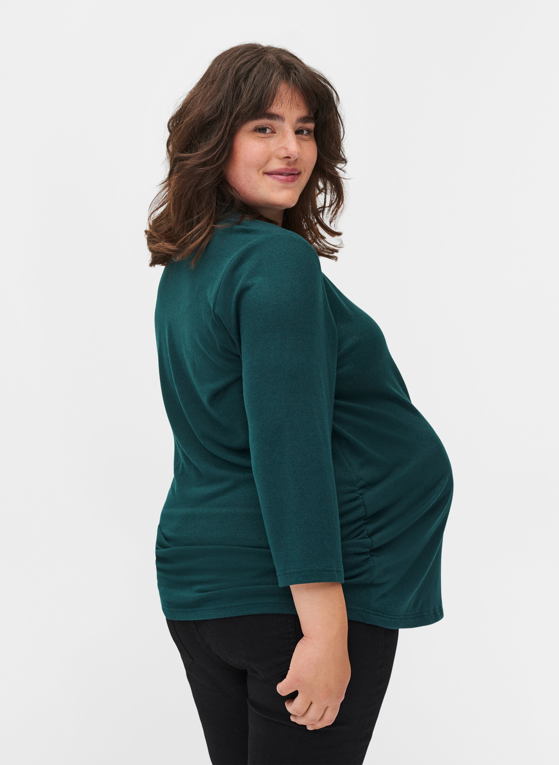Graviditets bluse med 3/4 ærmer og v-udskæring, Ponderosa Pine, Model image number 1